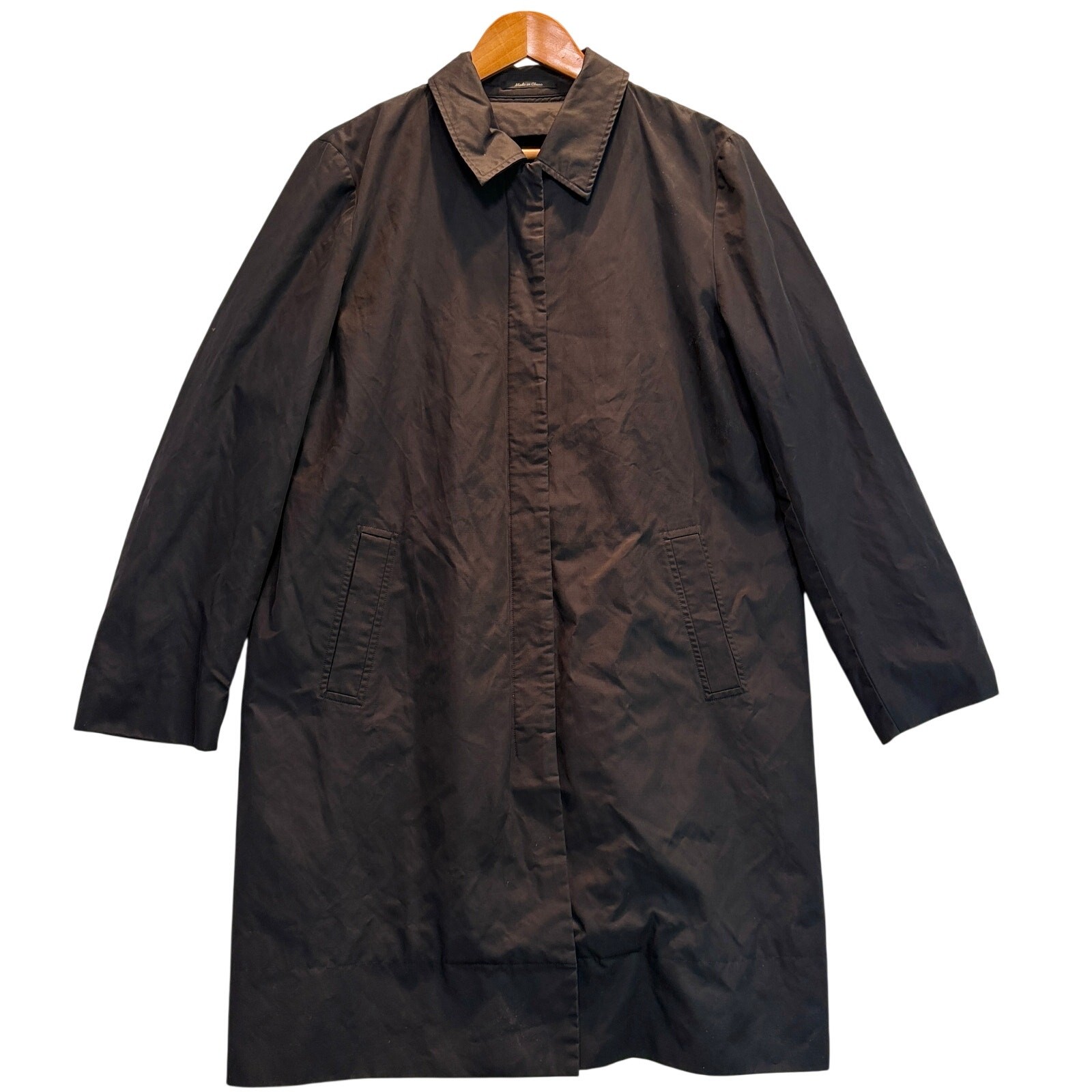 Vintage Barney’s New York Jacket Women Large Black Long Coat Designer Button 90s