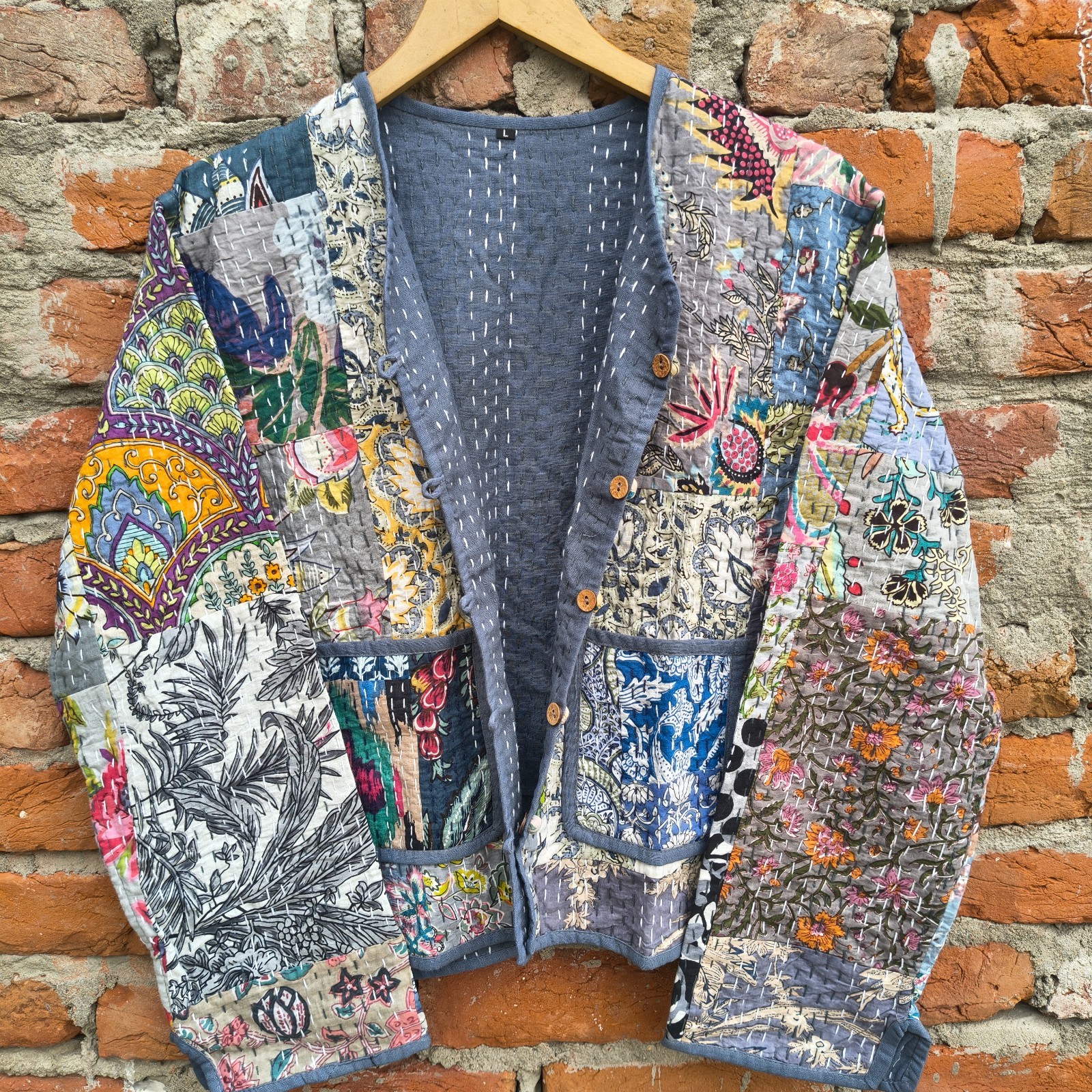 Indian Quilted Cotton Kantha Patchwork Jacket Handmade Jacket Women\'s Clothing