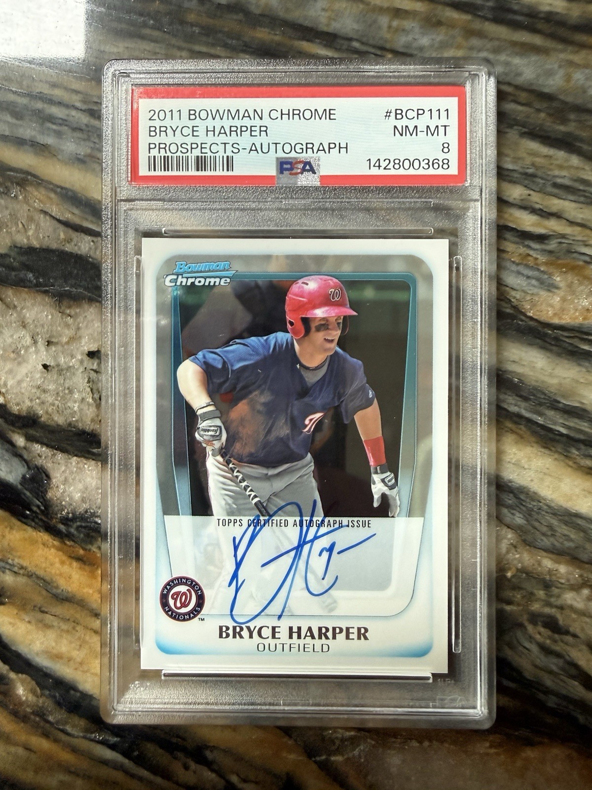 Topps 2011 Bowman Chrome Bryce Harper Prospects Rookie Auto #BCP111 PSA 8 Topps 2011 Bowman Chrome Bryce Harper Prospects Rookie Auto #BCP111 PSA 8