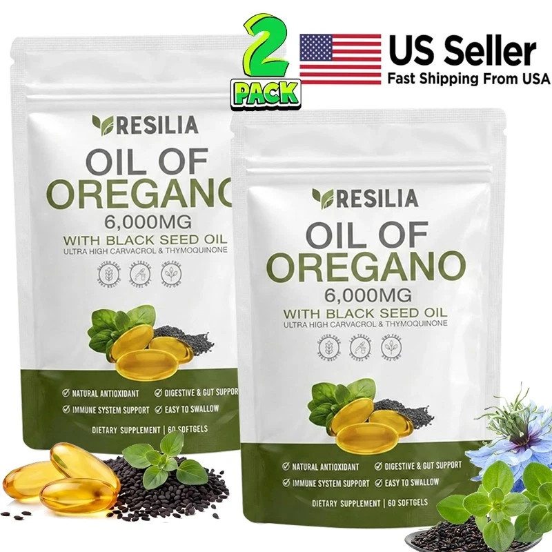 2 PACK Resilia Oil of Oregano 6000mg – Black Seed Oil Softgels with 60 Capsules 2 PACK Resilia Oil of Oregano 6000mg – Black Seed Oil Softgels with 60 Capsules