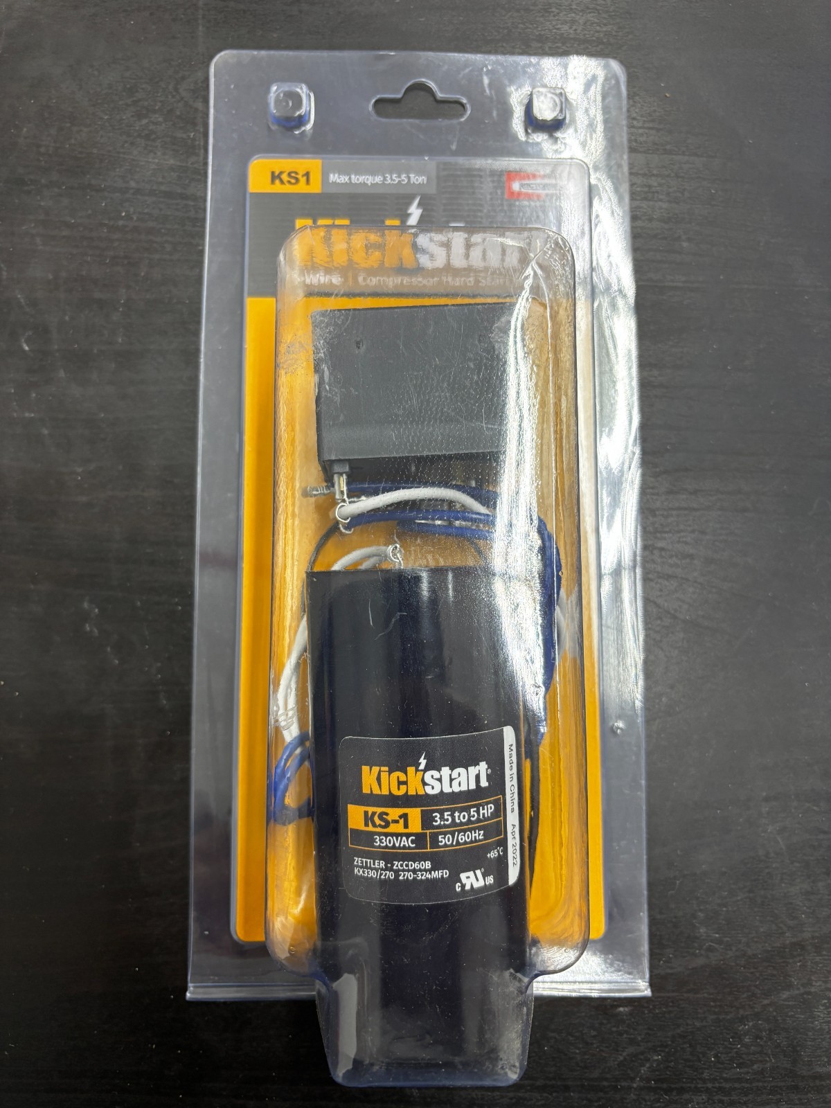 Kickstart KS-1 Hard Start Kit 3.5–5HP 330VAC Compressor 270-324 MFD Kickstart KS-1 Hard Start Kit 3.5–5HP 330VAC Compressor 270-324 MFD