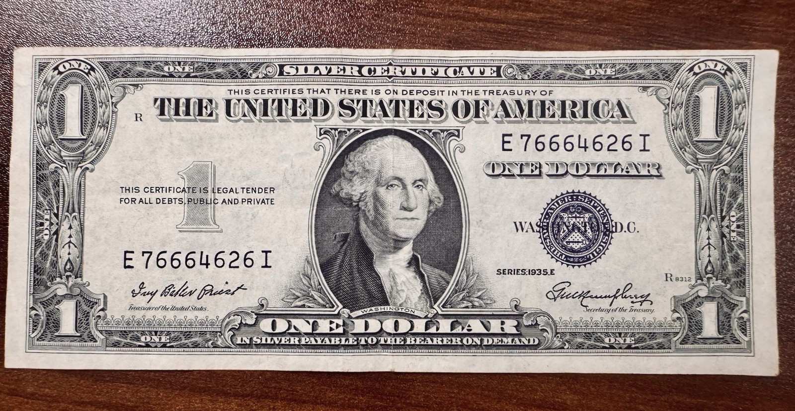 1935e $1 Silver Certificate Great Serial # (E76664626I) MINT/UNCIRCULATED *RARE* 1935e $1 Silver Certificate Great Serial # (E76664626I) MINT/UNCIRCULATED *RARE*