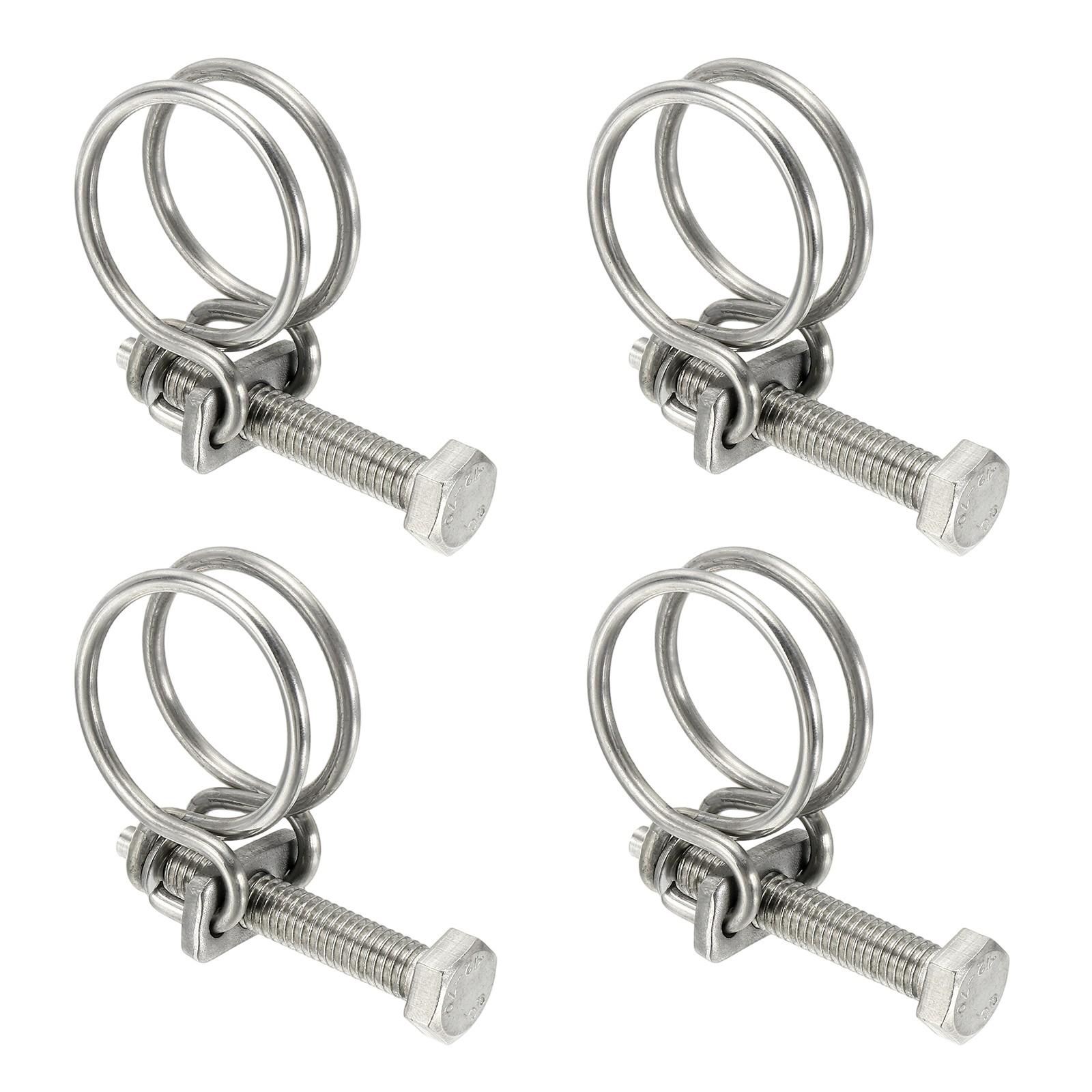 4 Pack 26-30 mm Stainless Steel Double Wire Hose Clips with M8 Screw