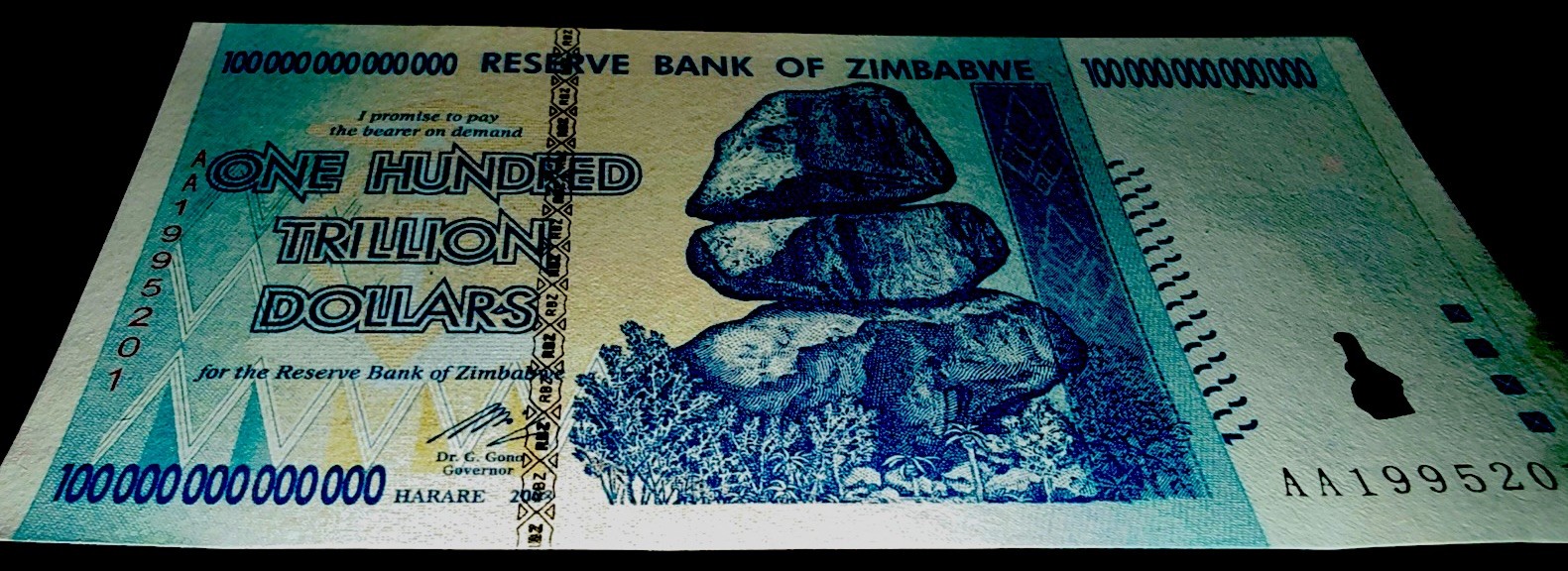 3 Zimbabwe 100 Trillion Dollars 2008 AA P-91 Banknote New UNC Zim Currency w/COA