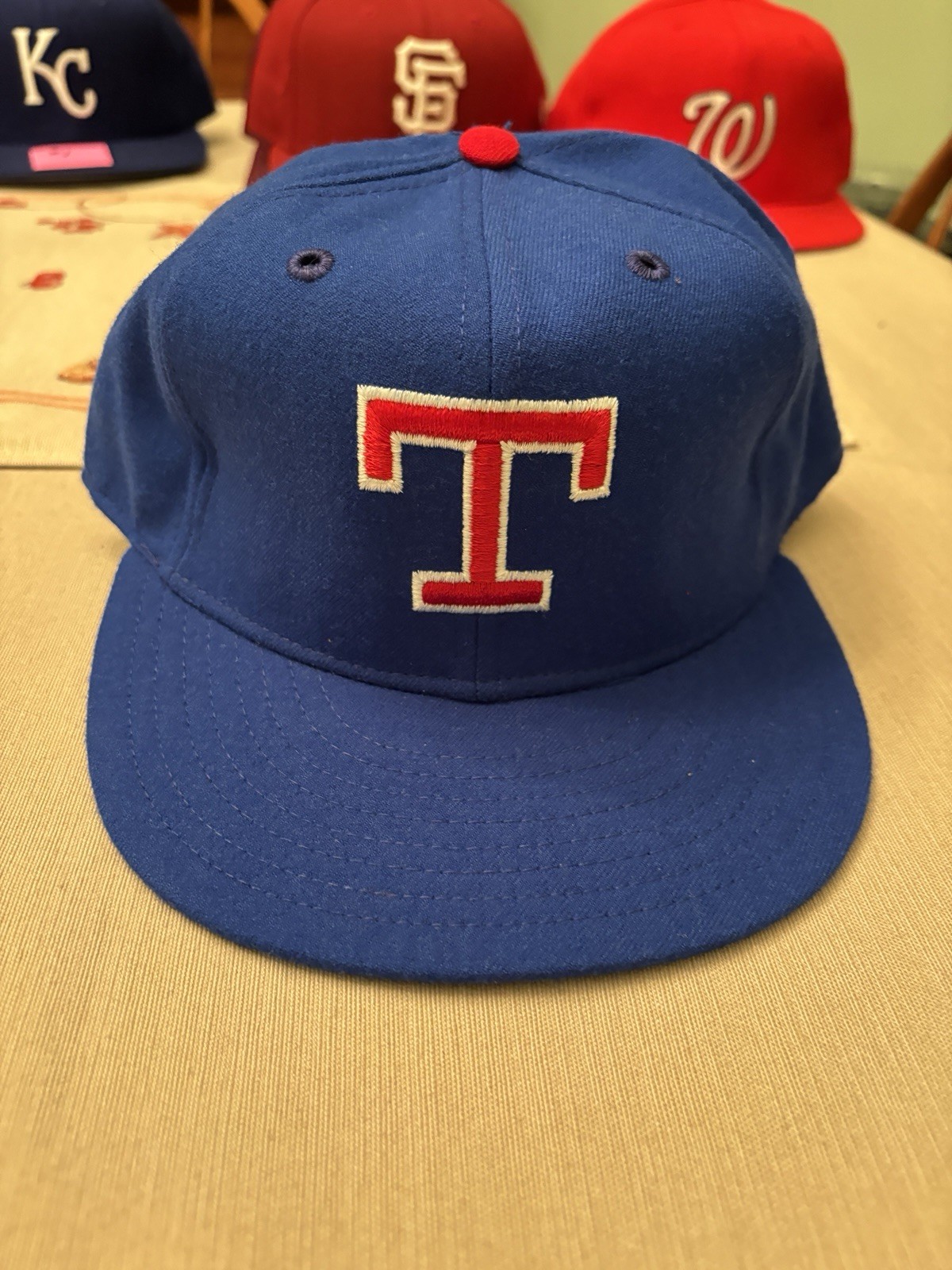 Vtg New Era Texas Rangers Pro Model Dupont Visor 7 3/4 Leatherbead Made in USA