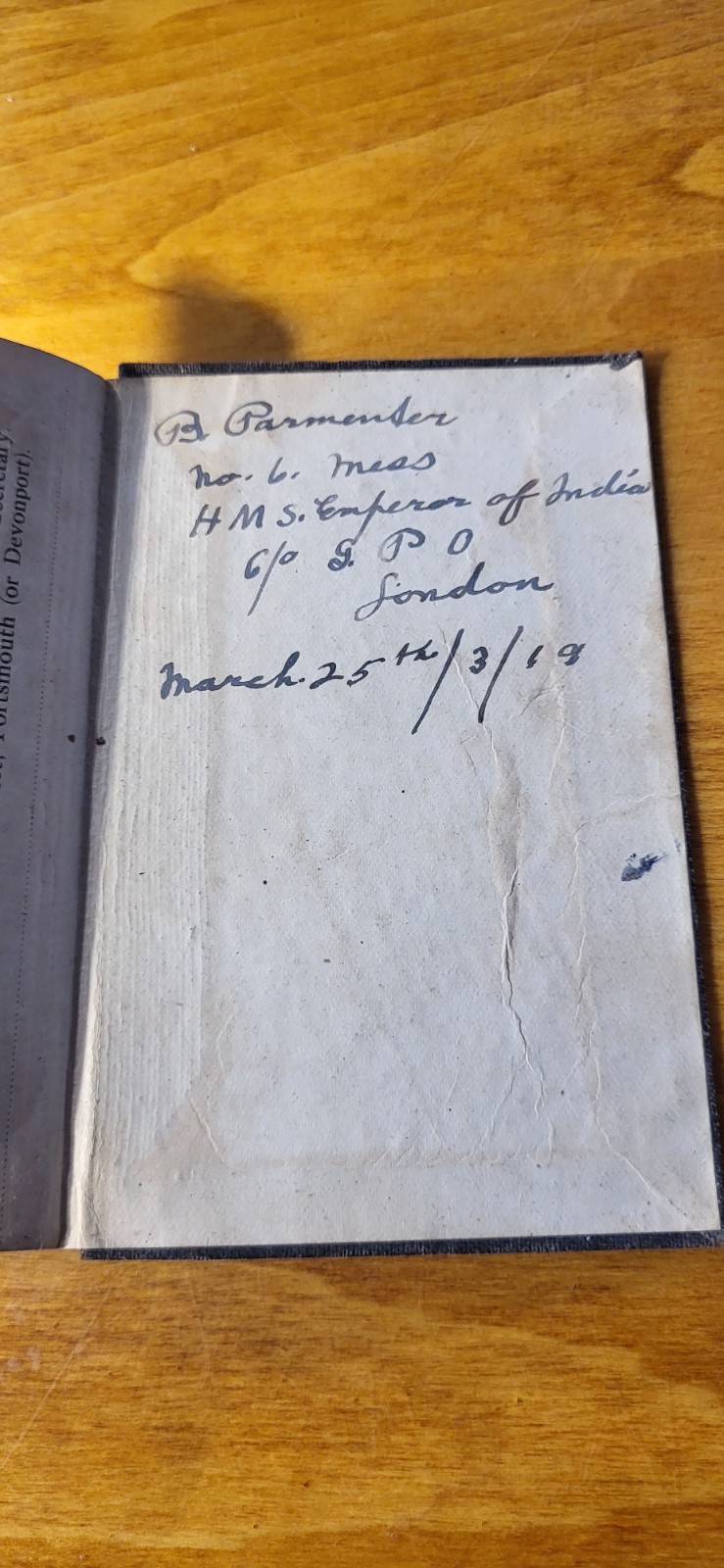 HMS Emperor of India,Iron Duke Class,1st WW,Agnes Weston Auto New Testament HMS Emperor of India,Iron Duke Class,1st WW,Agnes Weston Auto New Testament
