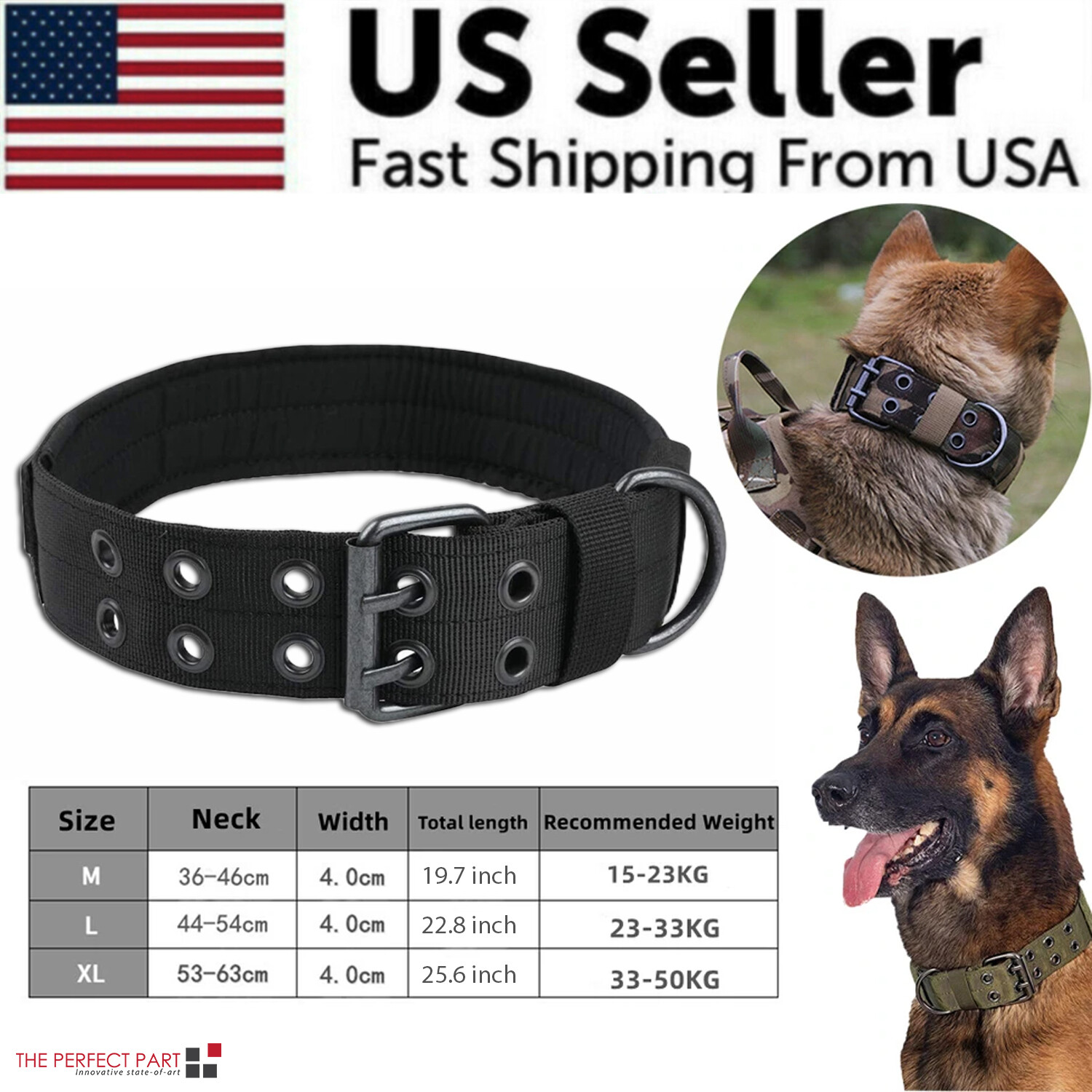 2\'\'Wide Tactical Heavy Duty Nylon Large Dog Collar K9 Military With Metal Buckle 2\'\'Wide Tactical Heavy Duty Nylon Large Dog Collar K9 Military With Metal Buckle