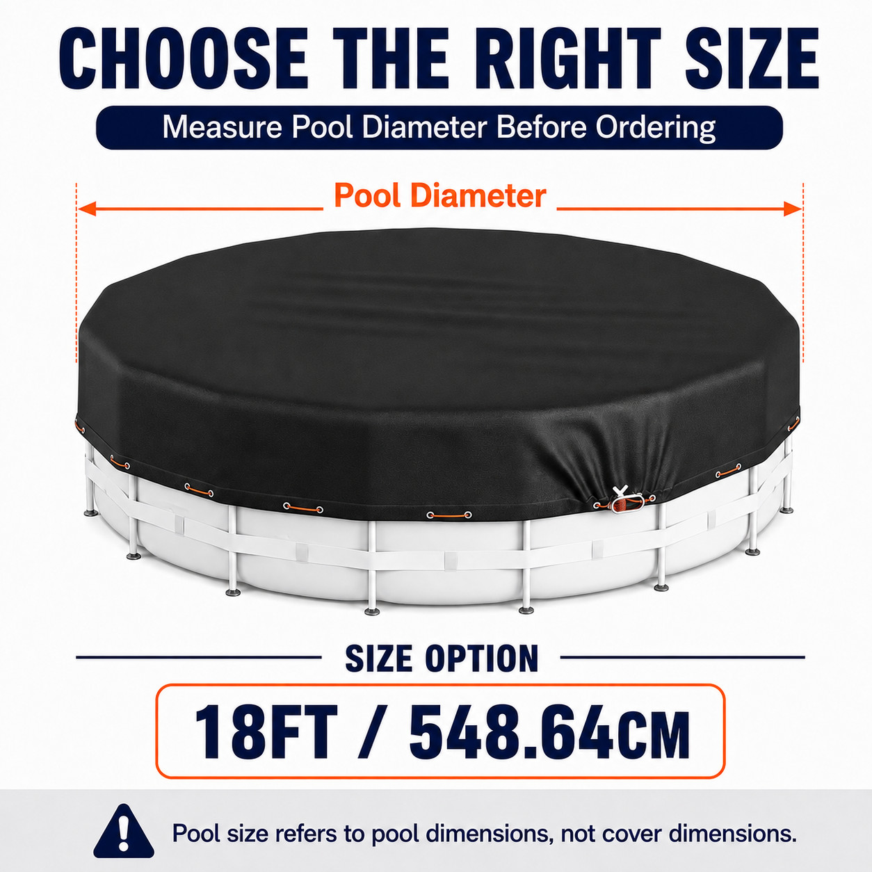 18FT 420D Waterproof Round Winter Pool Cover Above Ground Cable & Winch