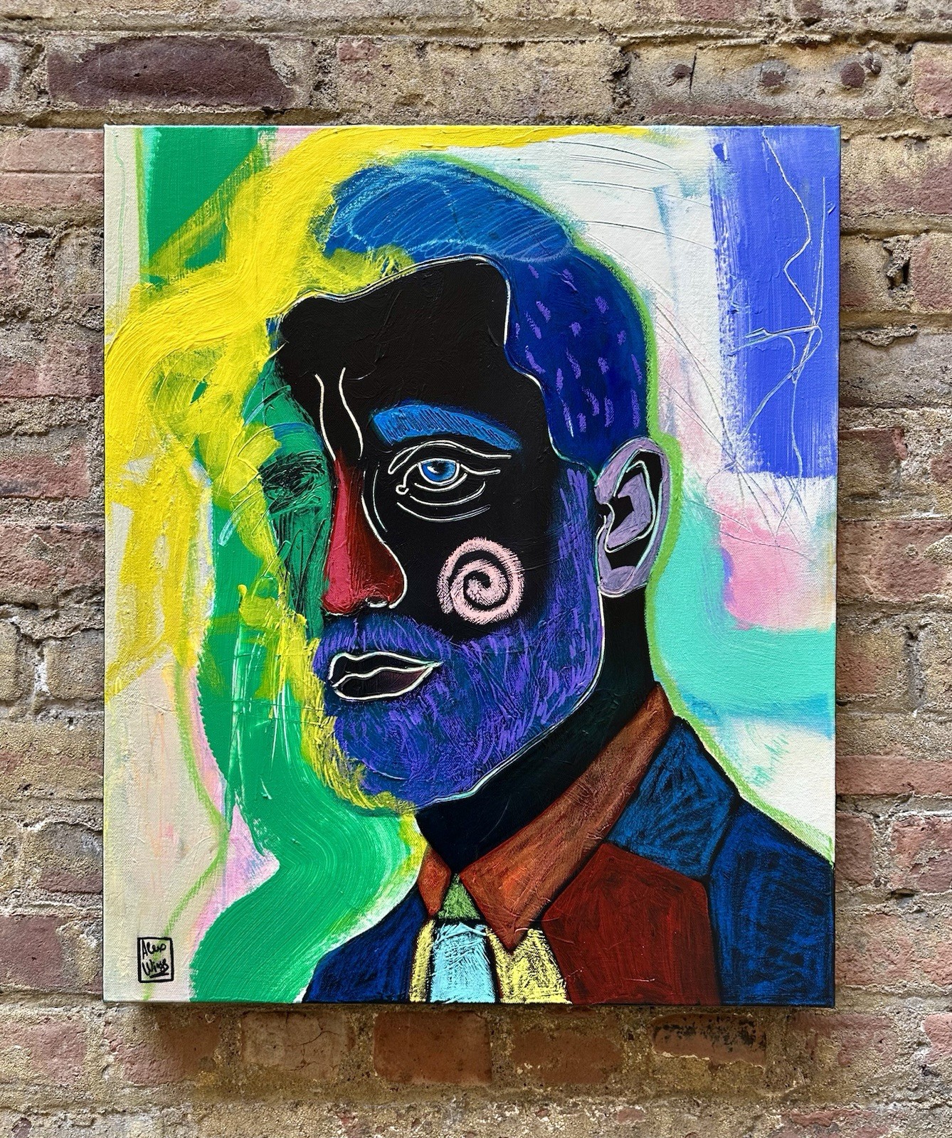 Original Painting Contemporary Abstract Portrait Fine Art Signed by Artist