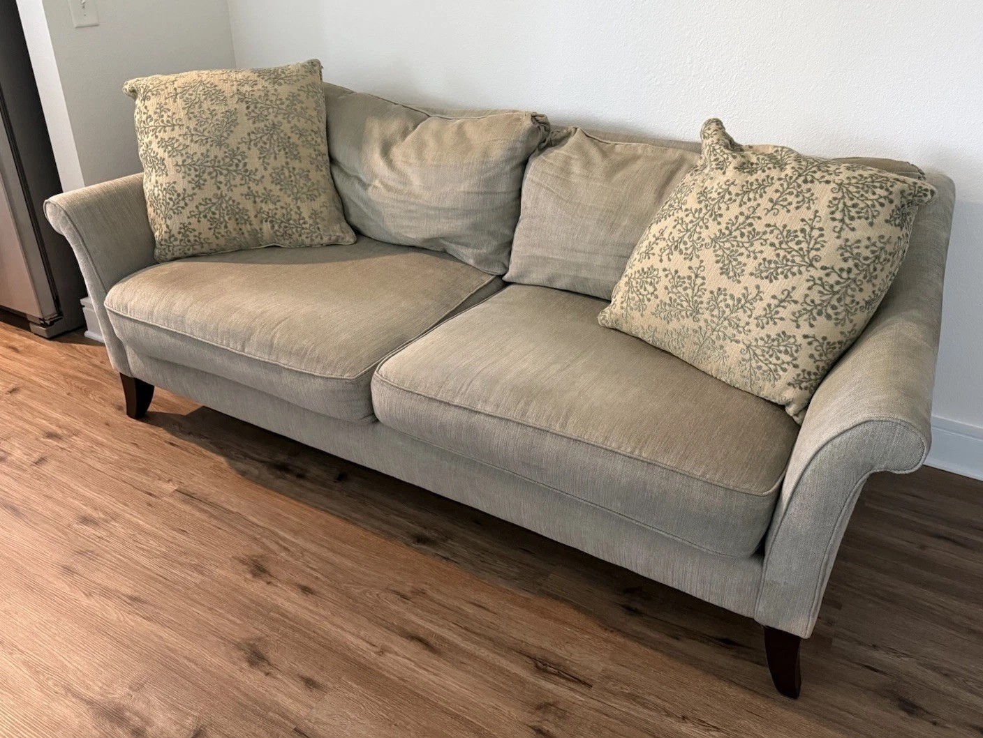 Bernhardt and Martha Stewart Collection 86” Sofa, Blue/Gray/hint of Green tones