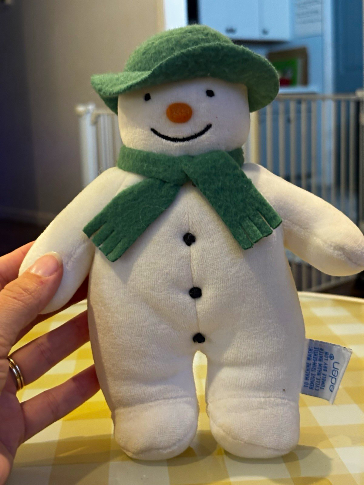 Vintage Eden The Snowman Plush Raymond Briggs Green Hat Scarf Stuffed Animal Toy