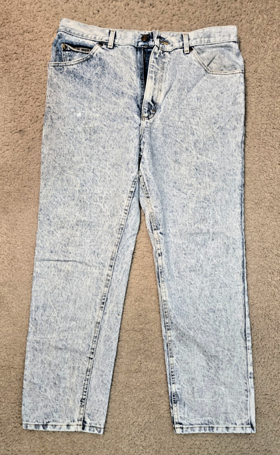 Vintage Lee Tapered Jeans Men\'s 36x30 Blue Denim Acid Wash Union Made In USA
