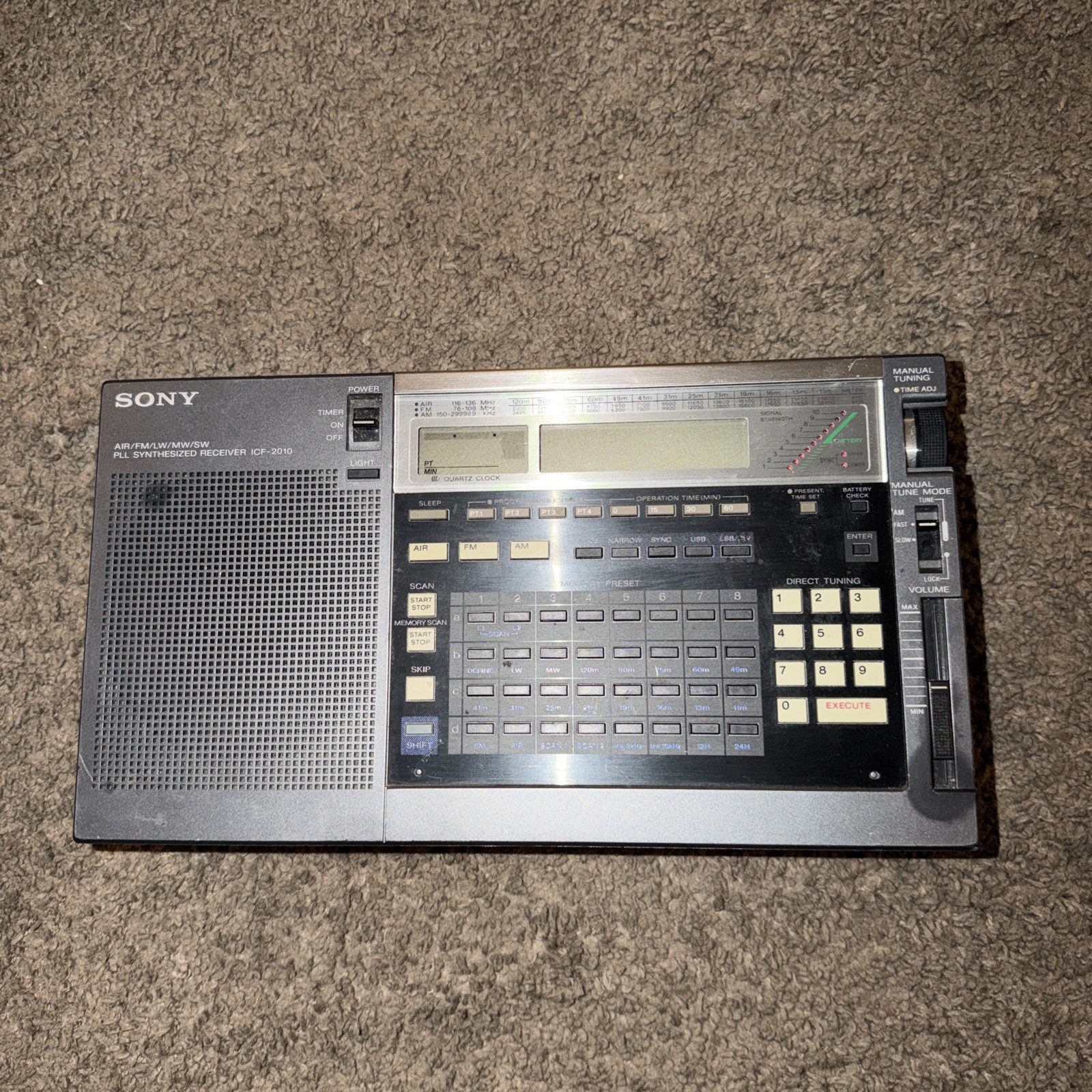Sony ICF-2010 AIR/FM/LW/MW/SW/PLL Shortwave Radio Receiver Parts/Repair Untested