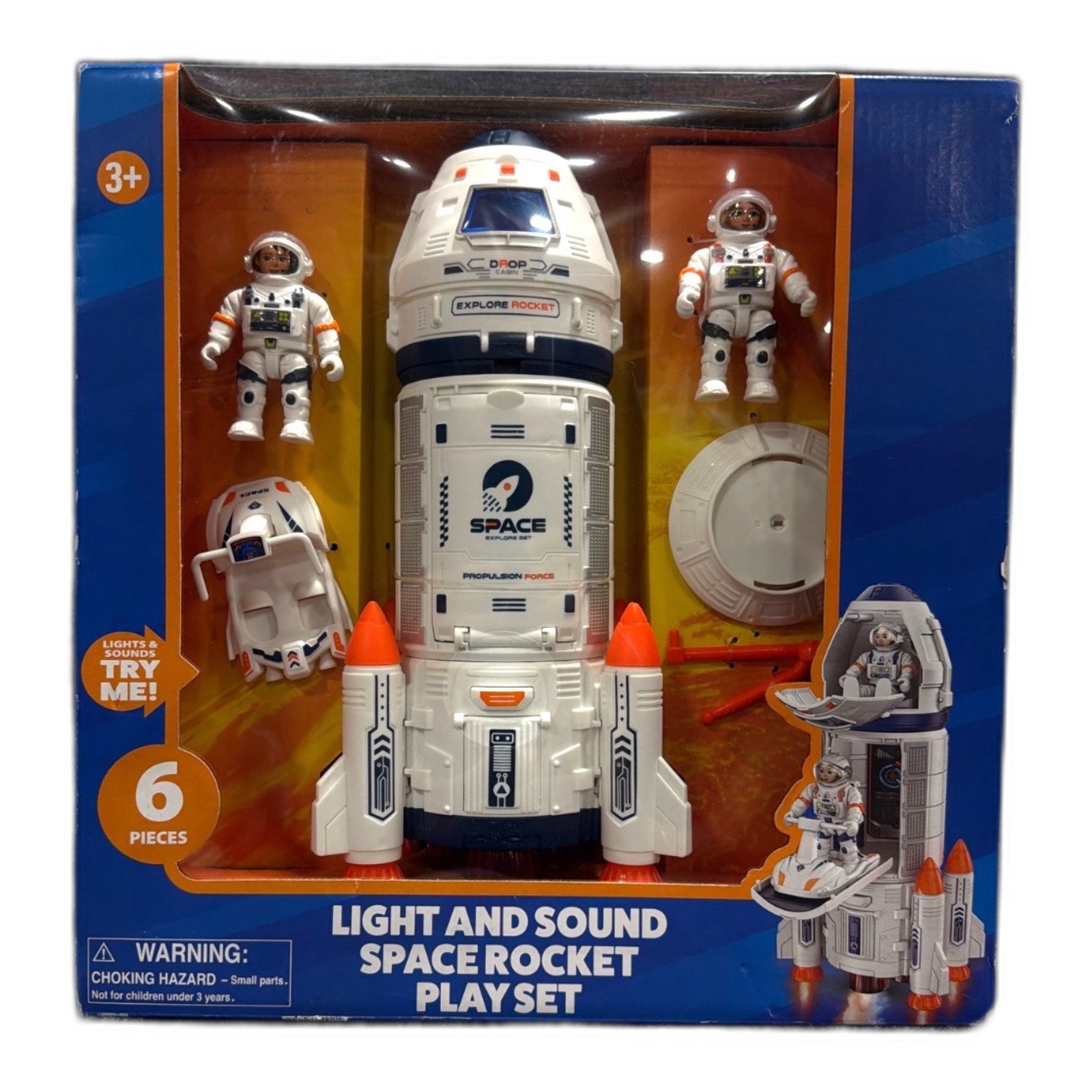 Fun Kids' Light Sound Space Rocket Play Set 6 Pieces Educational Toy New