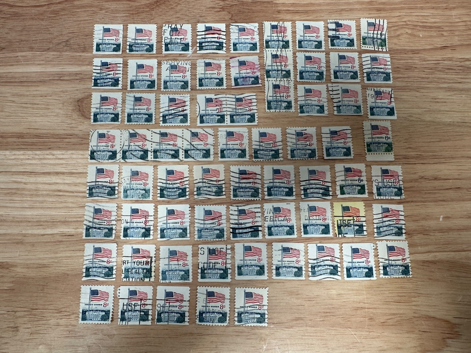 Lot Of 68 1968 Scott 1338F - Flag and White House Stamps -  8c Cents - 