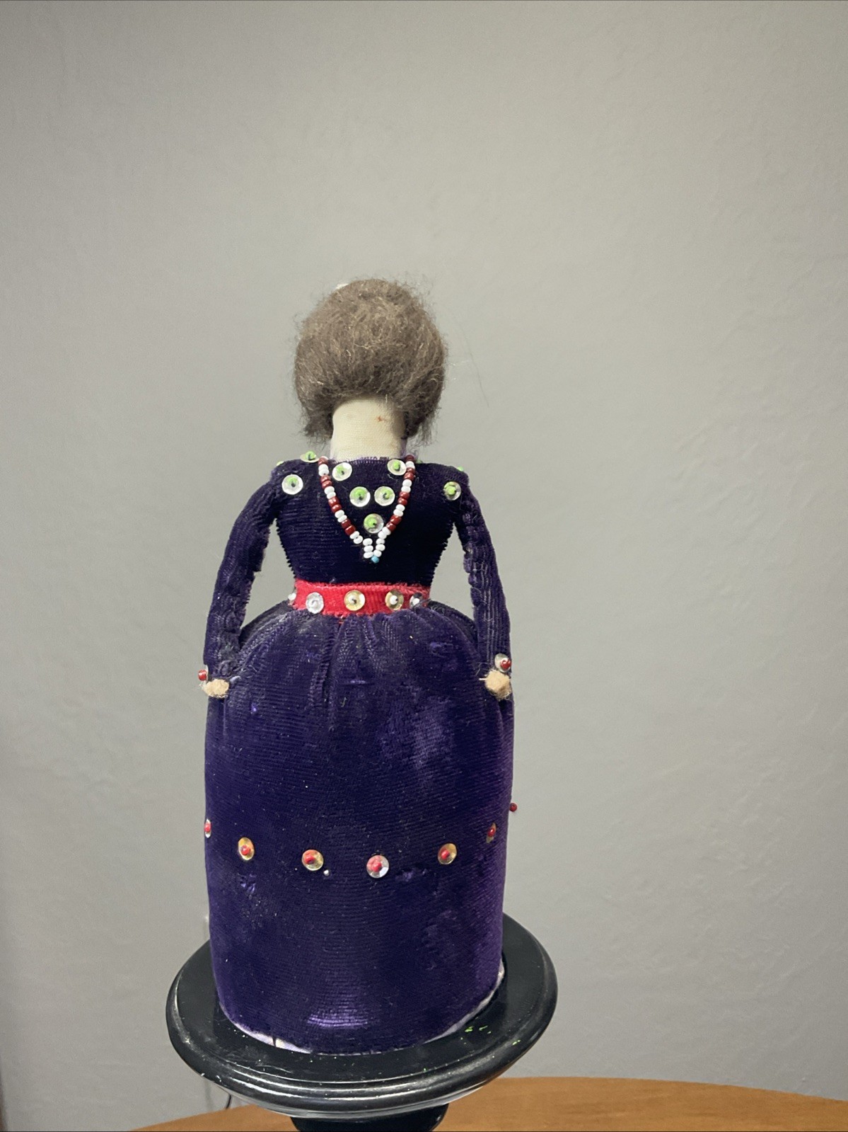 Vintage Navajo Handmade Velvet Pin Cushion Doll with Seed Bead Jewelry