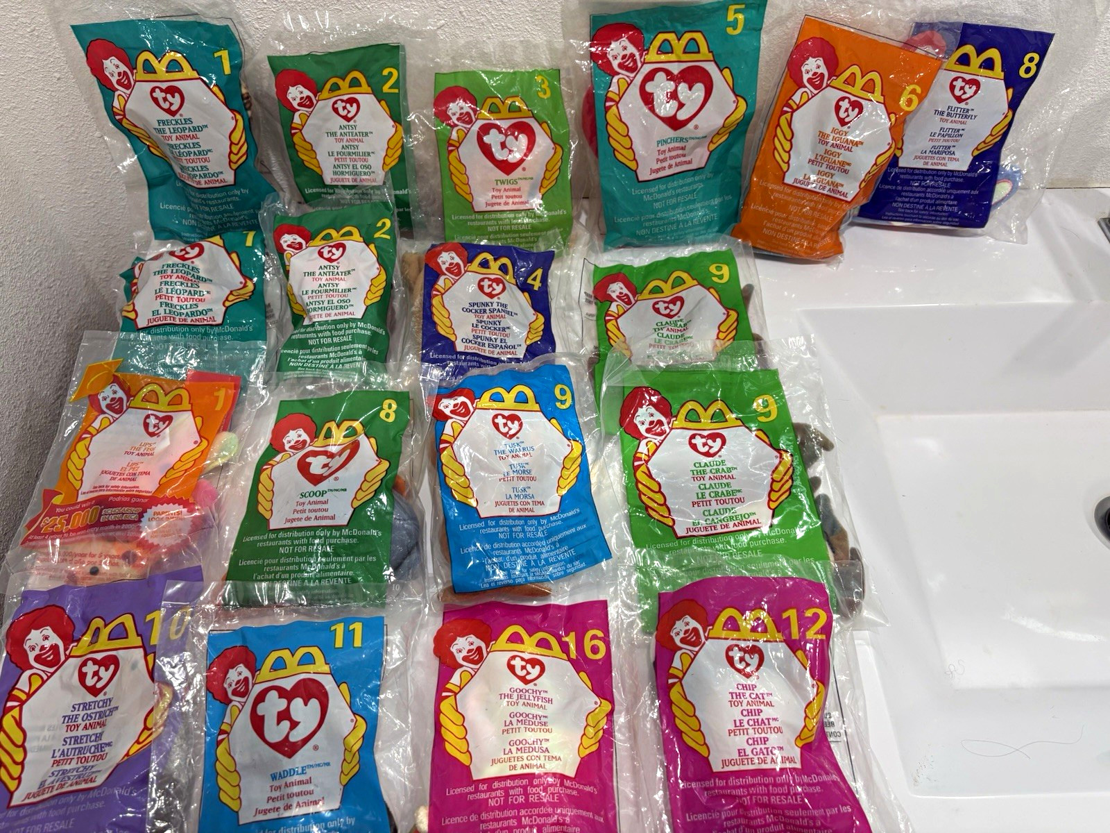 Lot of 18 Vintage McDonald\'s Ty Teenie Beanie Babies (1998-2000) - Mixed Lot