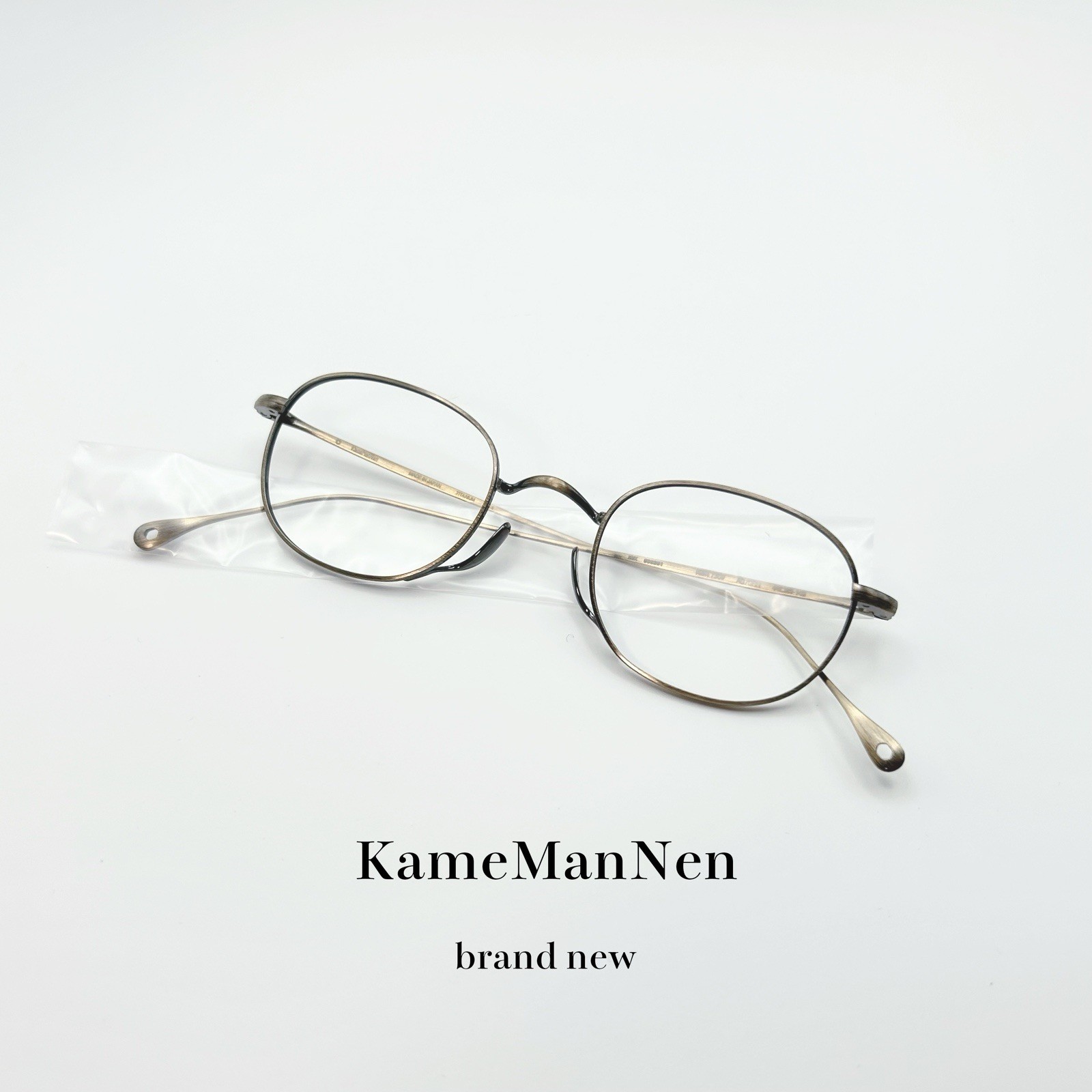 please offer KameManNen KMN-7309 AG/GRN Titanium Windsor Eyeglasses Japan New