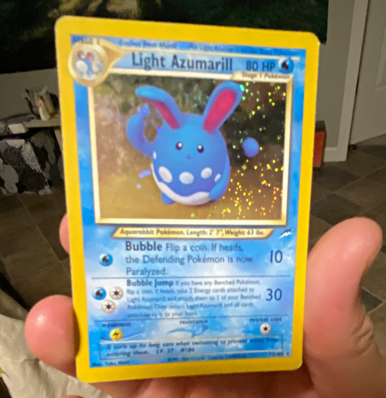 Pokemon TCG Light Azumarill 13/105 Neo Destiny Holo Rare moderate play *swirl