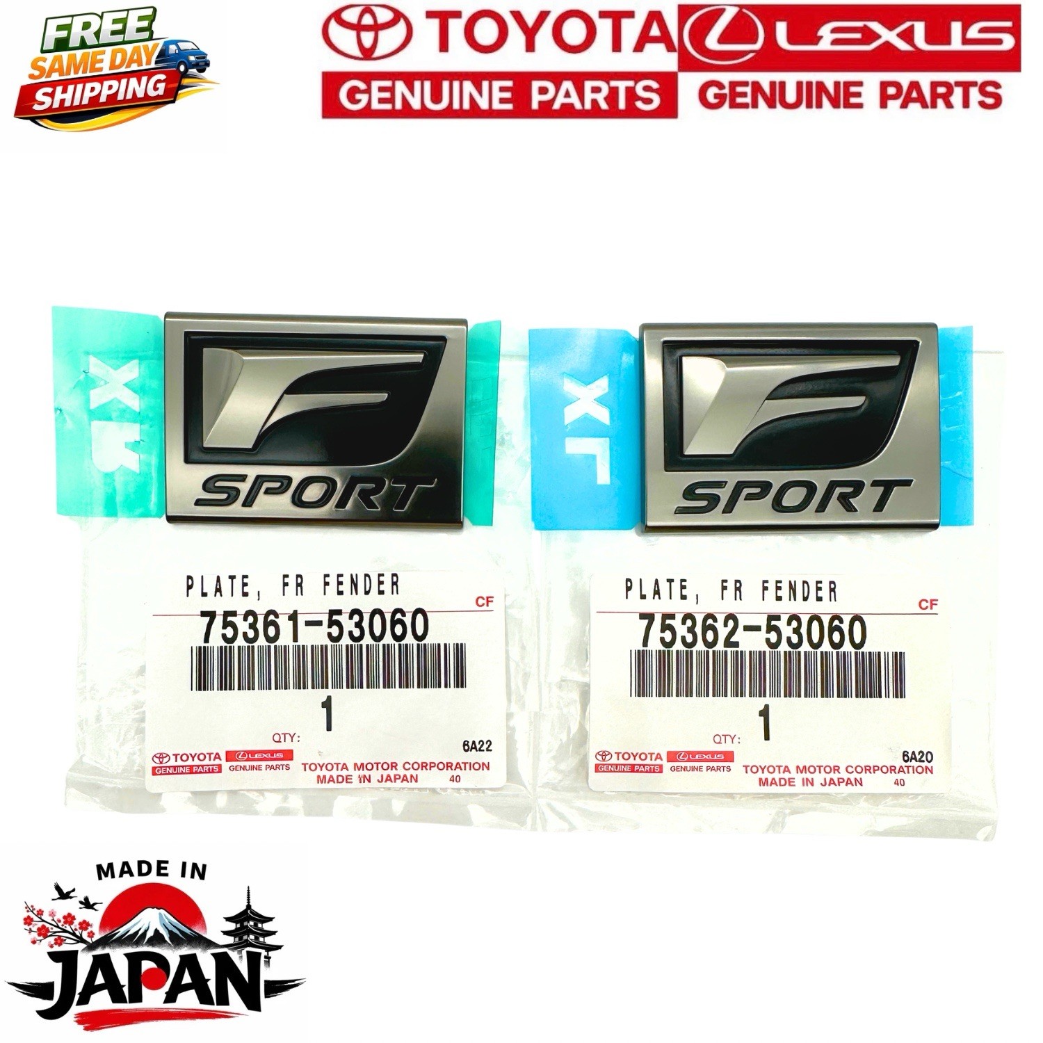 Genuine TOYOTA LEXUS OEM FACTORY FENDER F-SPORT EMBLEM SET 2022-2024 IS500 OEM