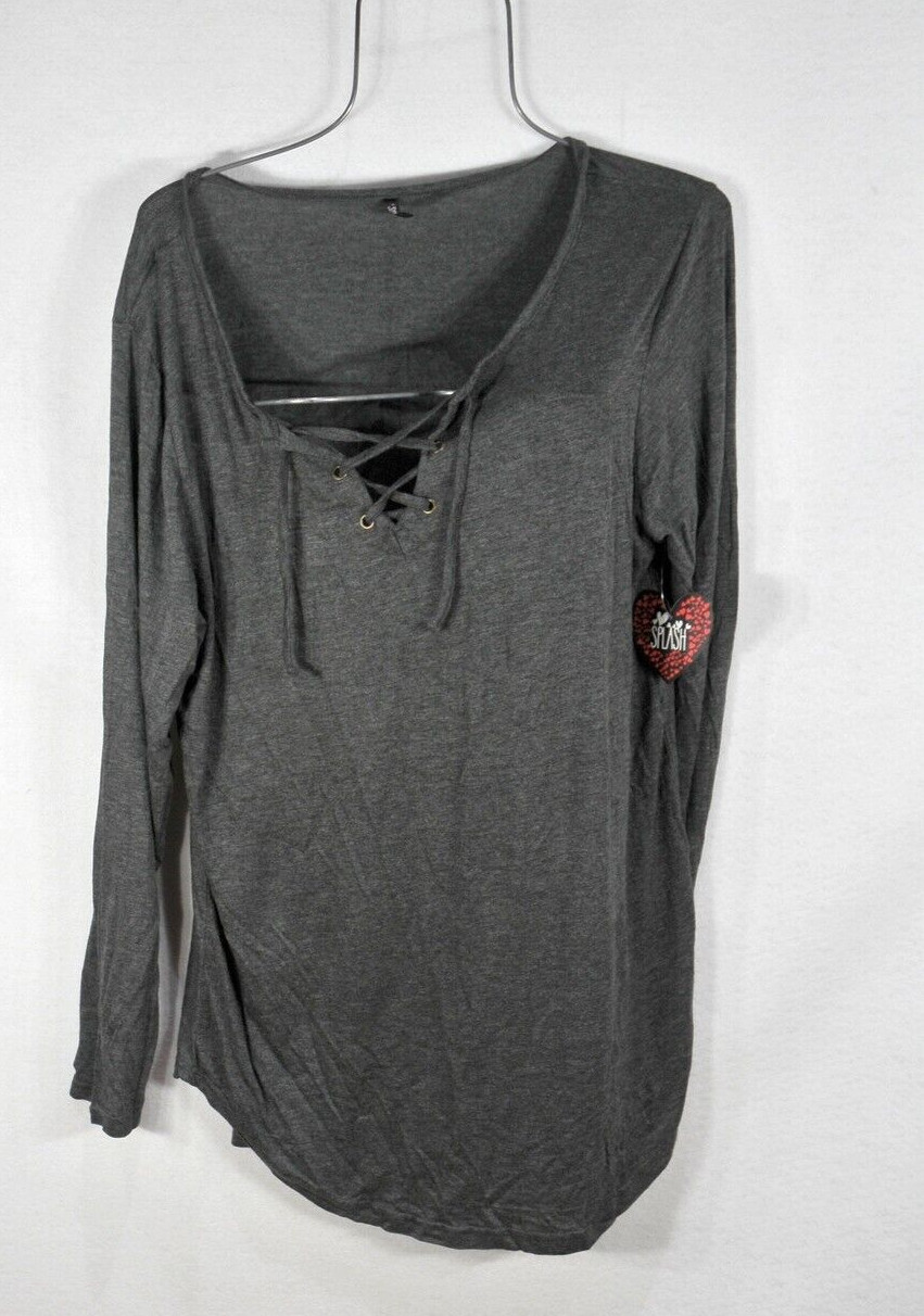 Splash woman T shirt 2X Long Sleeve Dark Grey Heather  NWT