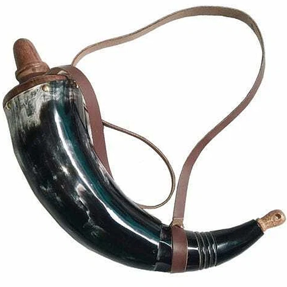 Muzzle-Loaders Authentic Black Powder Horn w/ Leather Strap for Civil War Black Muzzle-Loaders Authentic Black Powder Horn w/ Leather Strap for Civil War Black