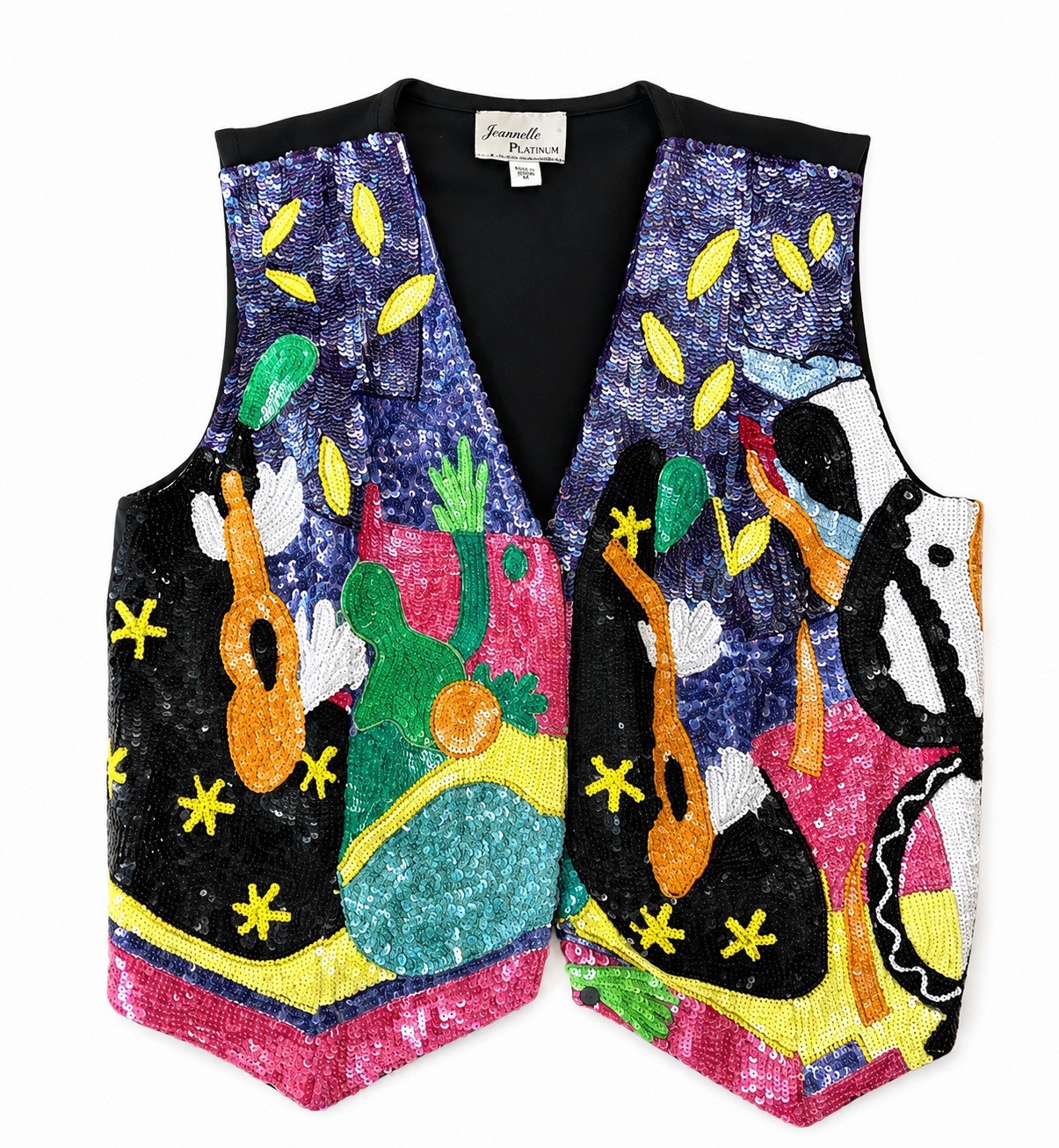 Vintage Jeanette Kastenburg Platinum Sequin Trophy Vest Country Western Cactus Vintage Jeanette Kastenburg Platinum Sequin Trophy Vest Country Western Cactus