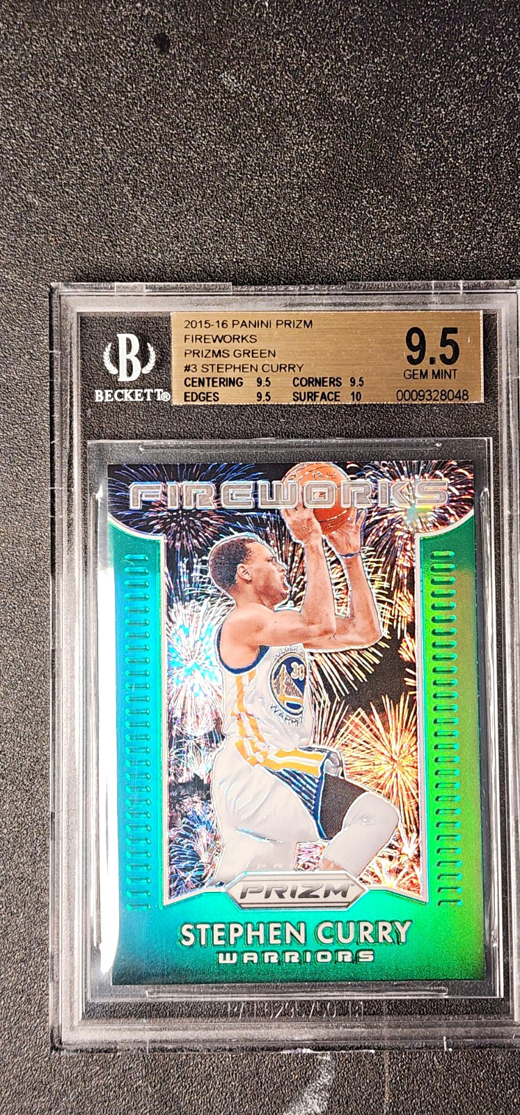 Panini 2015-16 Prizm Fireworks Green Prizm #3 Stephen Curry BGS 9.5 Panini 2015-16 Prizm Fireworks Green Prizm #3 Stephen Curry BGS 9.5