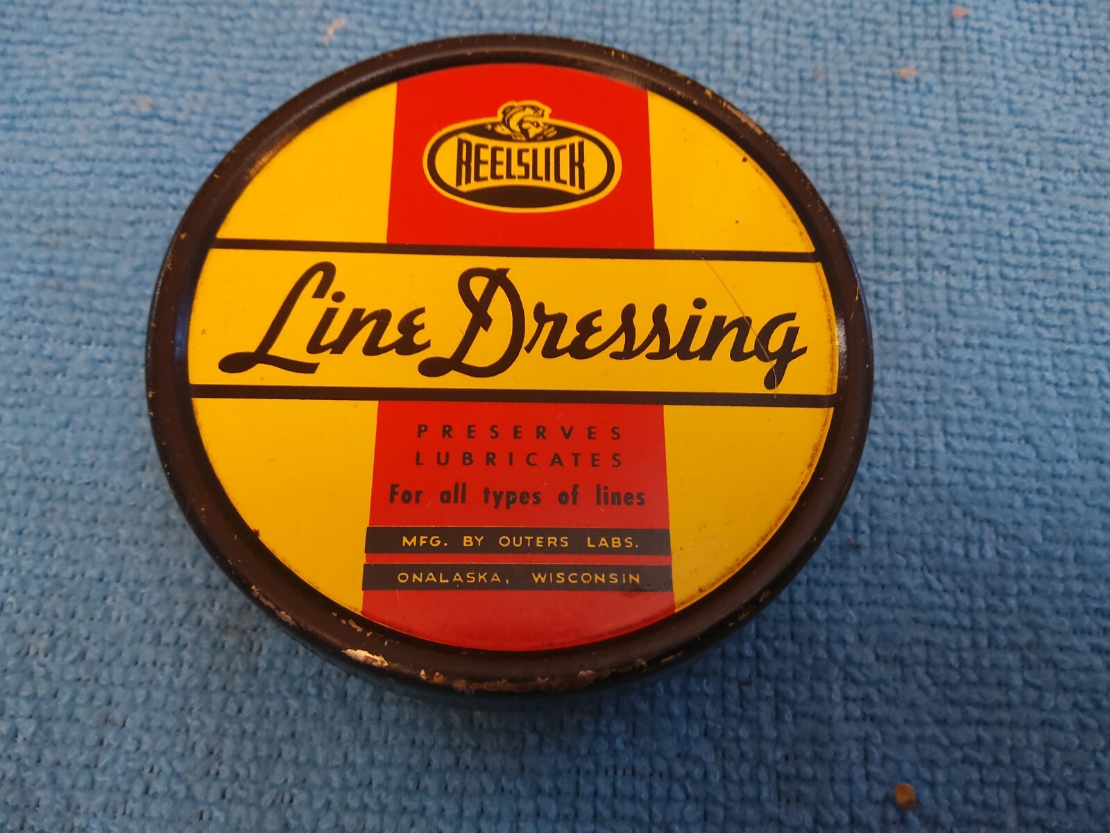 VINTAGE REELSLICK LINE DRESSING TIN FLY FISHING WITH CONTENTS OUTERS LABS VINTAGE REELSLICK LINE DRESSING TIN FLY FISHING WITH CONTENTS OUTERS LABS