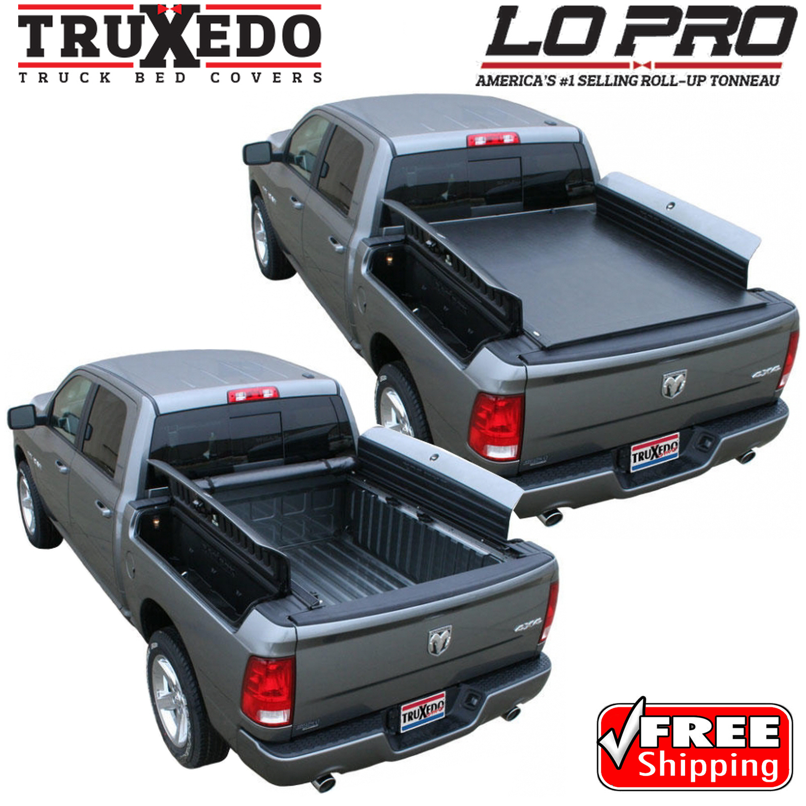TruXedo Lo Pro Roll Up Tonneau Cover for Ram 1500 2500 3500 6.4\' Bed w/ RamBox