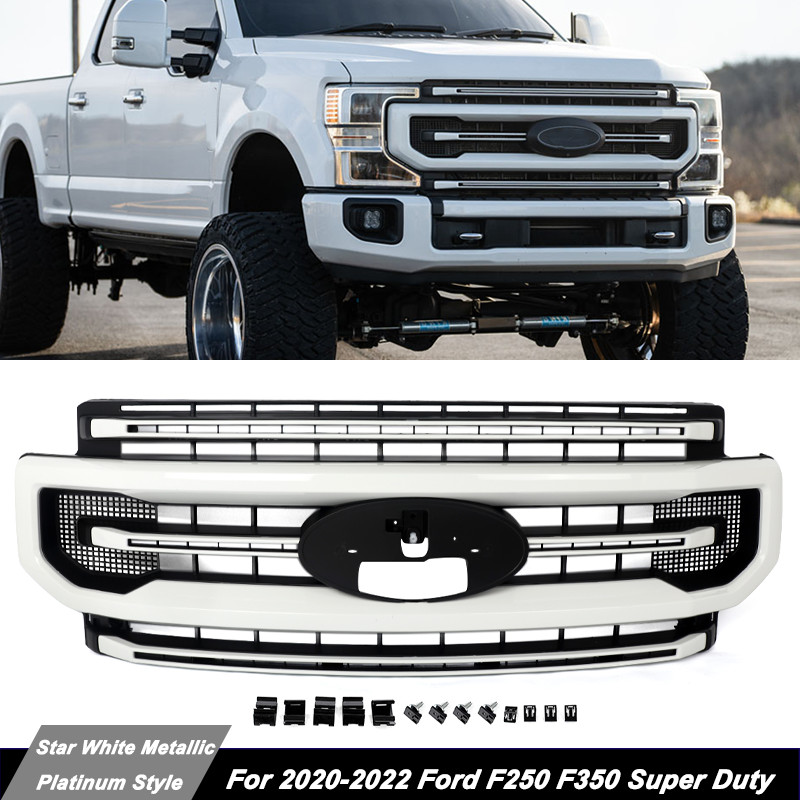 AZ Star White Grille Assembly For 2020-2022 Ford F250 F350 Super Duty Platinum