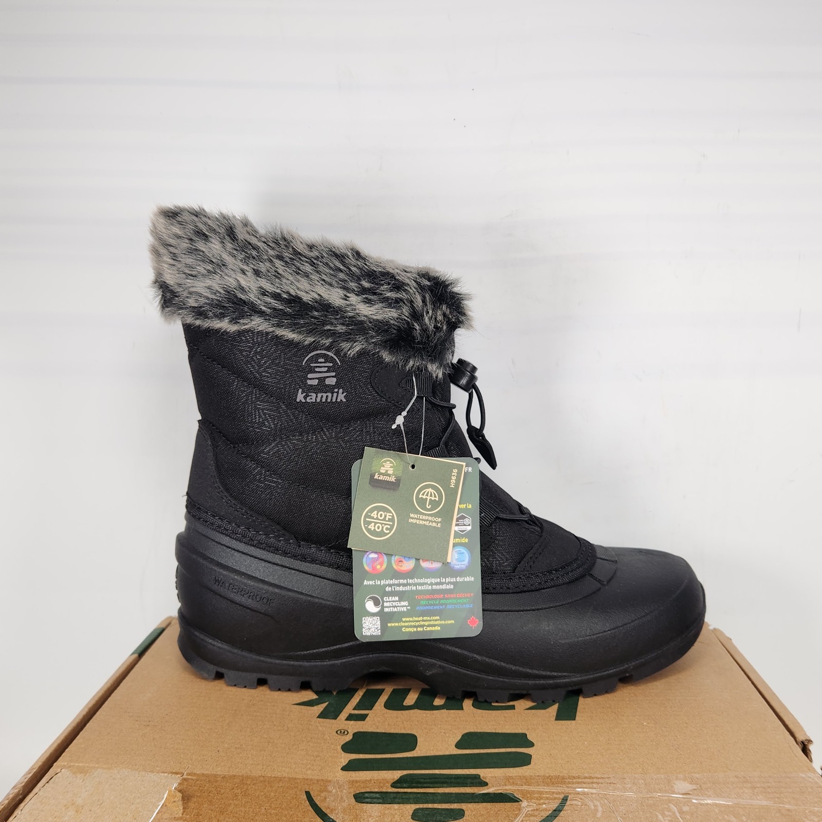 Size 10 - KAMIK Momentum L 2 Black Womens WATERPROOF INSULATED Fur Lined Cozy