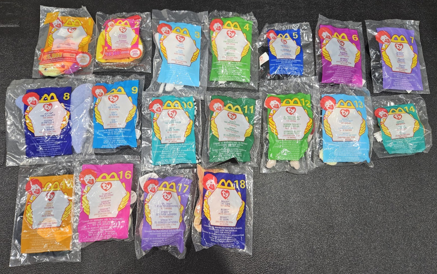 Ty Teenie Beanie Babies – Complete McDonald’s 2000 Happy Meal Set of 18 – Sealed