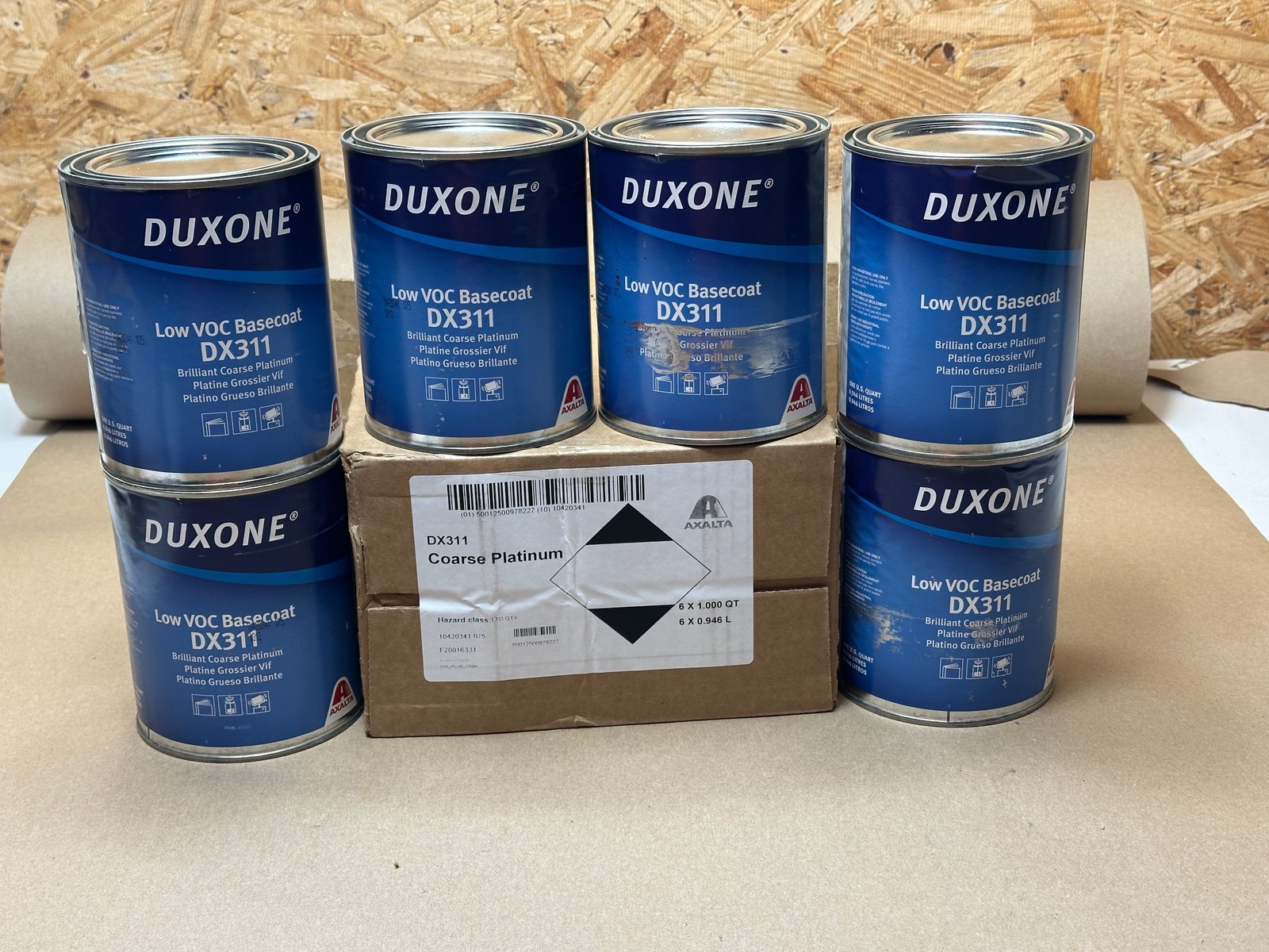 6x Pack 1 Quart Axalta Duxone Low VOC Basecoat DX311 Brilliant Coarse Platinum 6x Pack 1 Quart Axalta Duxone Low VOC Basecoat DX311 Brilliant Coarse Platinum