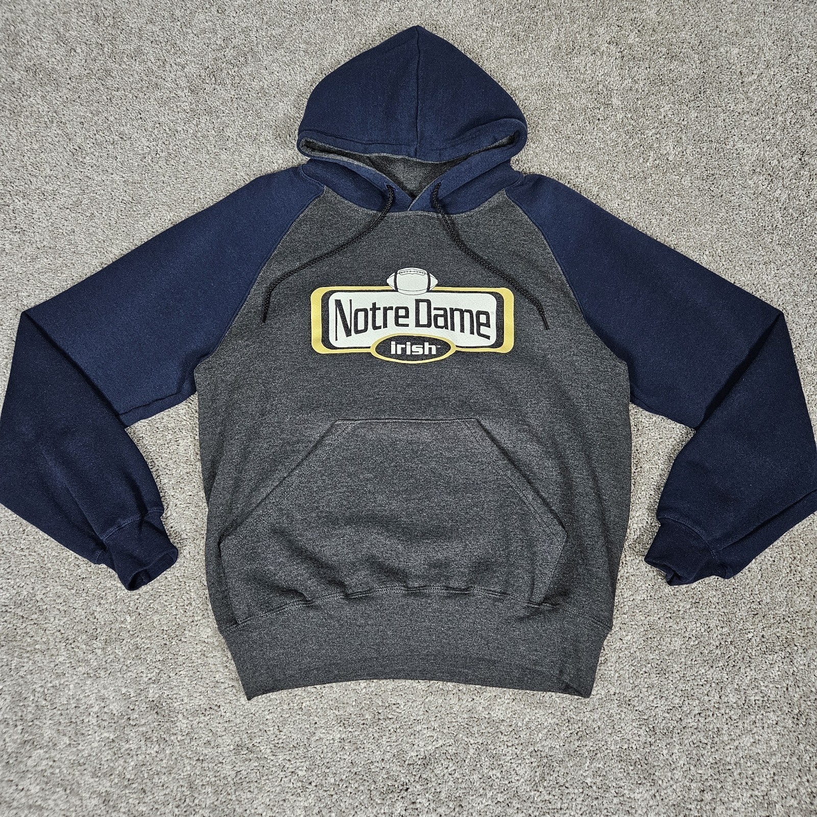 Vtg Notre Dame Hoodie Mens Medium Blue Gray Football Y2K College University