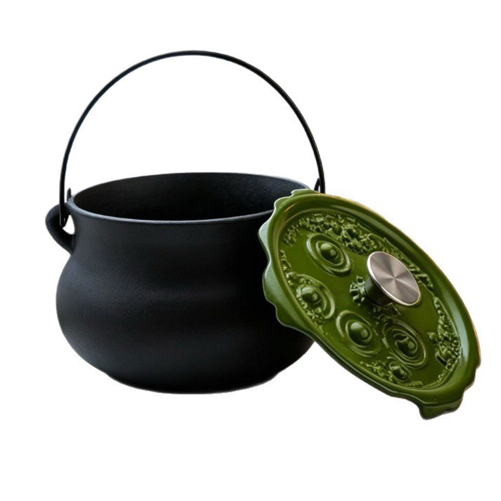 Halloween Cast Iron Witch Cauldron Pot Spooky Festive Cookware for Serving Food