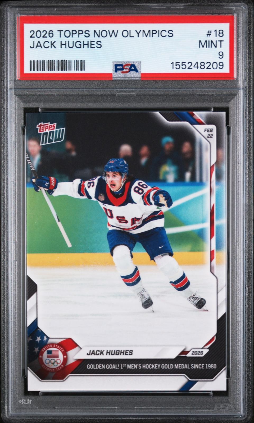 Jack Hughes 2026 Topps Now 2026 Olympics #18 PSA 9 Mint Jack Hughes 2026 Topps Now 2026 Olympics #18 PSA 9 Mint