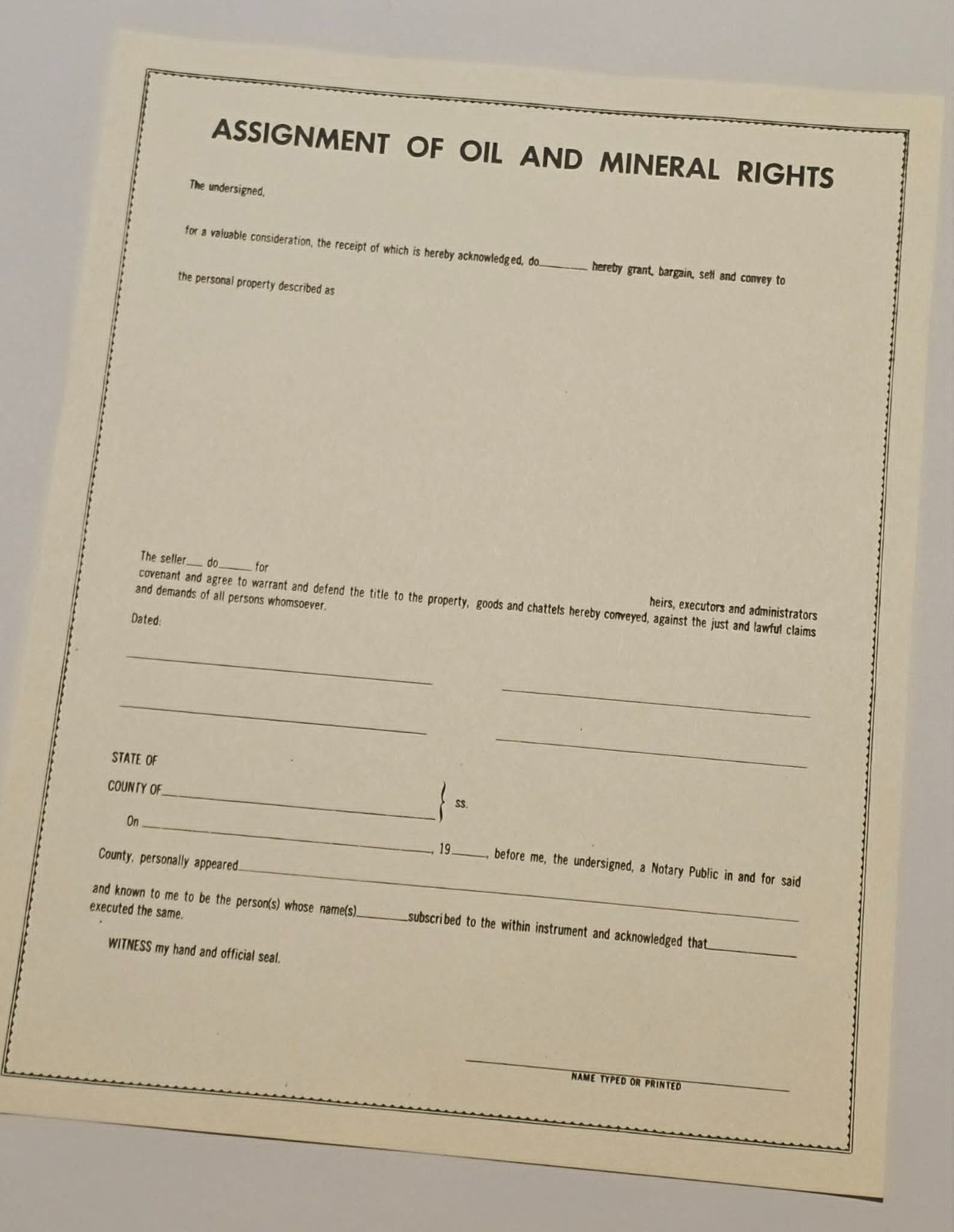 Rockford Files - Original TV Prop - \'Coulter City Wildcat\' Oil & Mineral Form