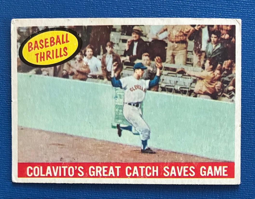 1959 Topps #462 Thrills - Colavito's Great Catch Saves Game - EX (No Creases) 1959 Topps #462 Thrills - Colavito's Great Catch Saves Game - EX (No Creases)