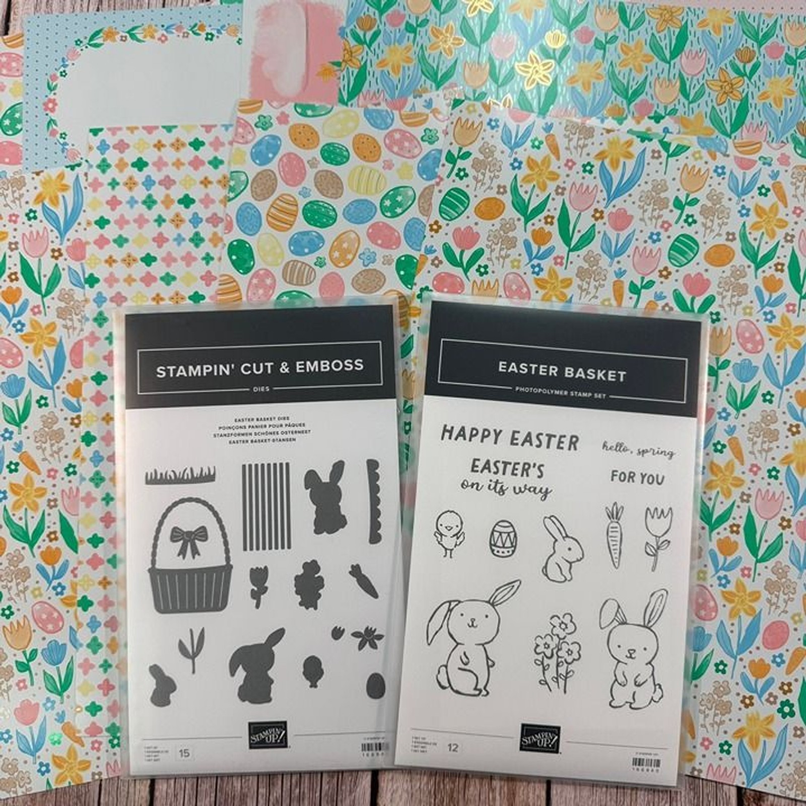 EASTER BASKET Stampin Up Stamp Set w/Dies & EASTER JOY DSP Bundle 166940 BUNNY
