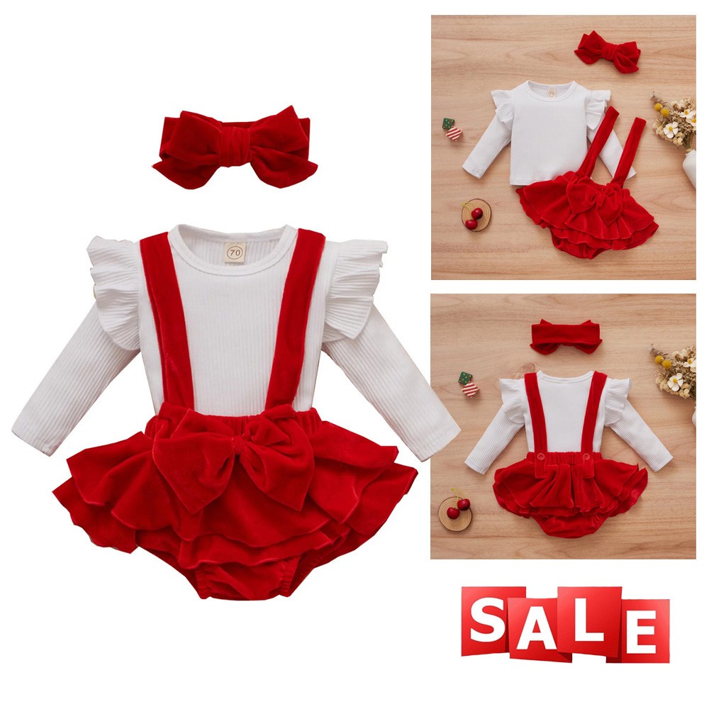 Girl Romper Tops Pants Dress Headband Tutu Clothes 3pcs Newborn Baby Set Outfits