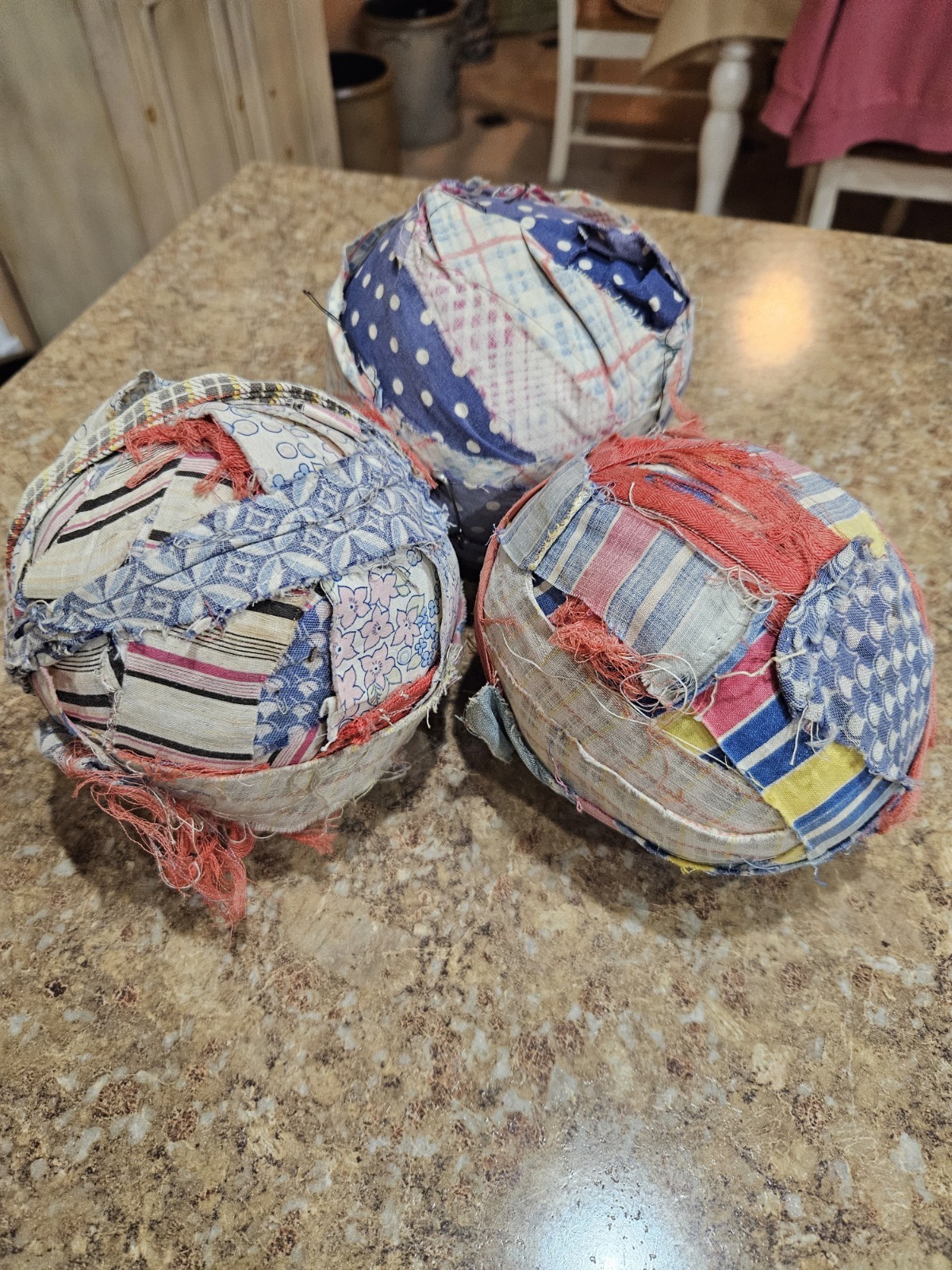 3 Authentic Old Antique Handmade Rag Rug Textile Balls Rare Find Calicos Lot 2 3 Authentic Old Antique Handmade Rag Rug Textile Balls Rare Find Calicos Lot 2
