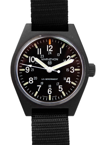 Marathom 34mm Black US GOVERNMENT General Purpose Quartz (GPQ) Military Watch