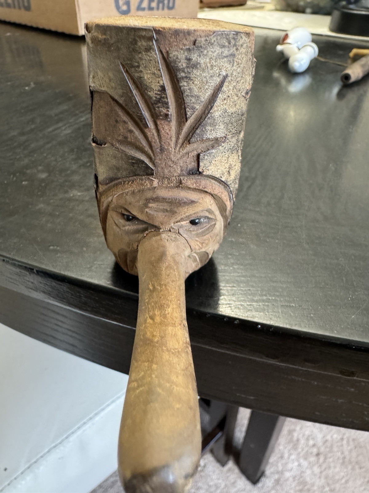 RARE - Antique Folk Art Carved Long Nose Pipe Very unique RARE - Antique Folk Art Carved Long Nose Pipe Very unique