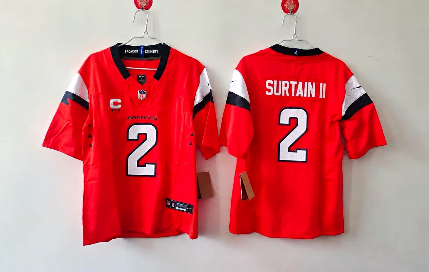 Nike Denver Broncos Pat Surtain II #2 in game jersey all colors with C patch Nike Denver Broncos Pat Surtain II #2 in game jersey all colors with C patch