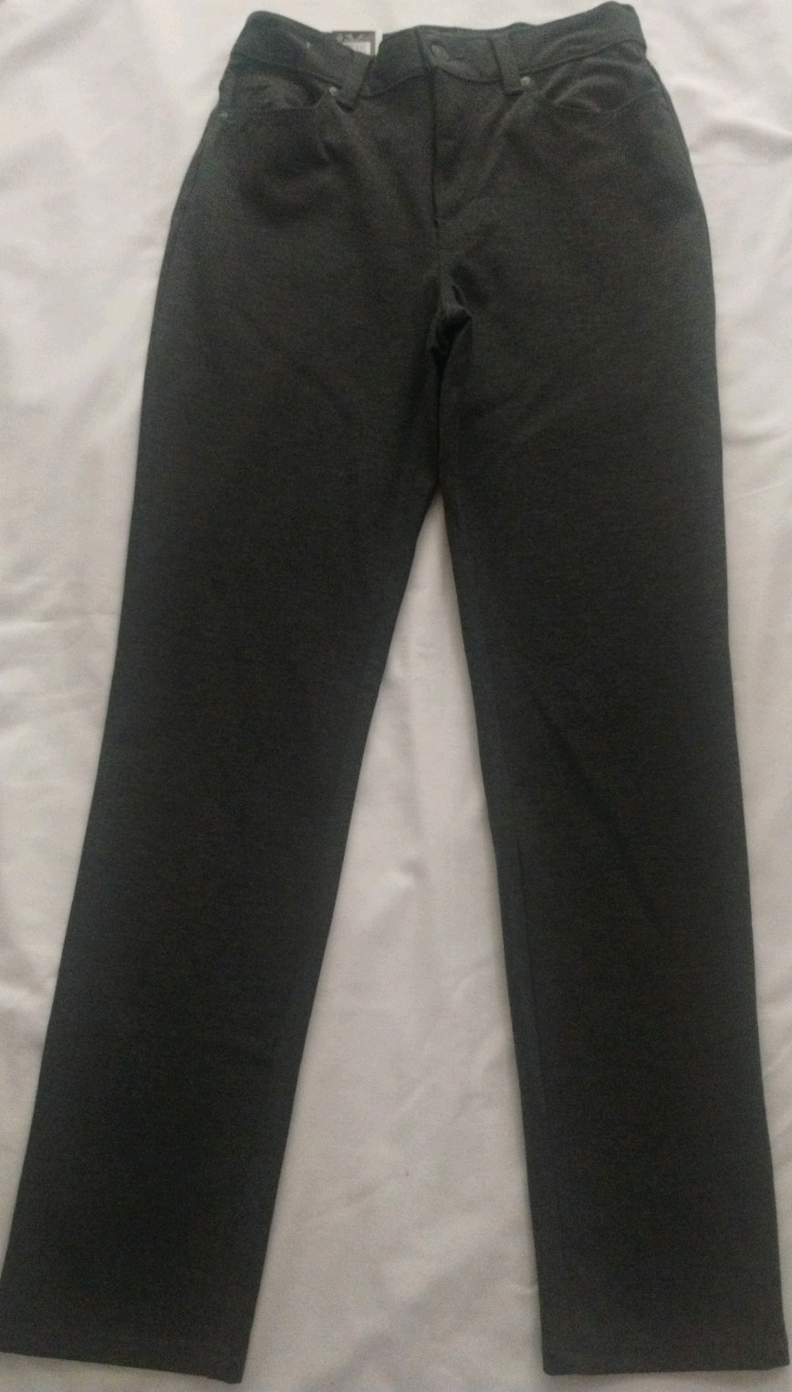 NWT GLORIA VANDERBILT GREY AMANDA SLIM KNIT PONTE TAPERED LEG HIGH RISE PANTS  6