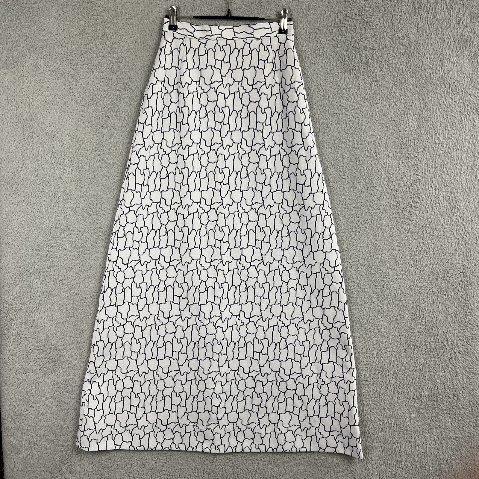 VTG 70s Maxi Skirt Blue Crackle Double Knit Polyester⁠ 24” Waist 41.5” Length