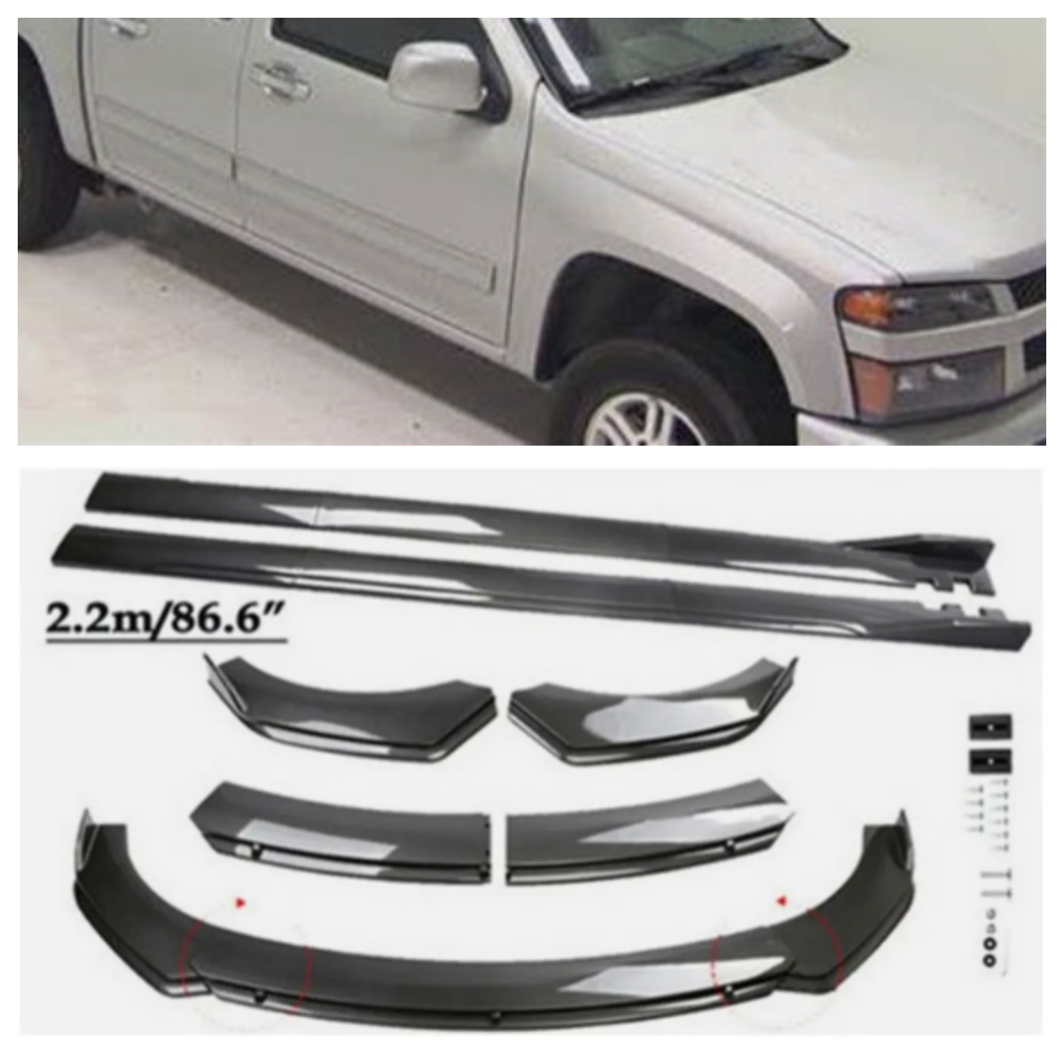 Front Bumper Lip Splitter Chin For Chevy Colorado 04-25 Carbon Style Side Skirt