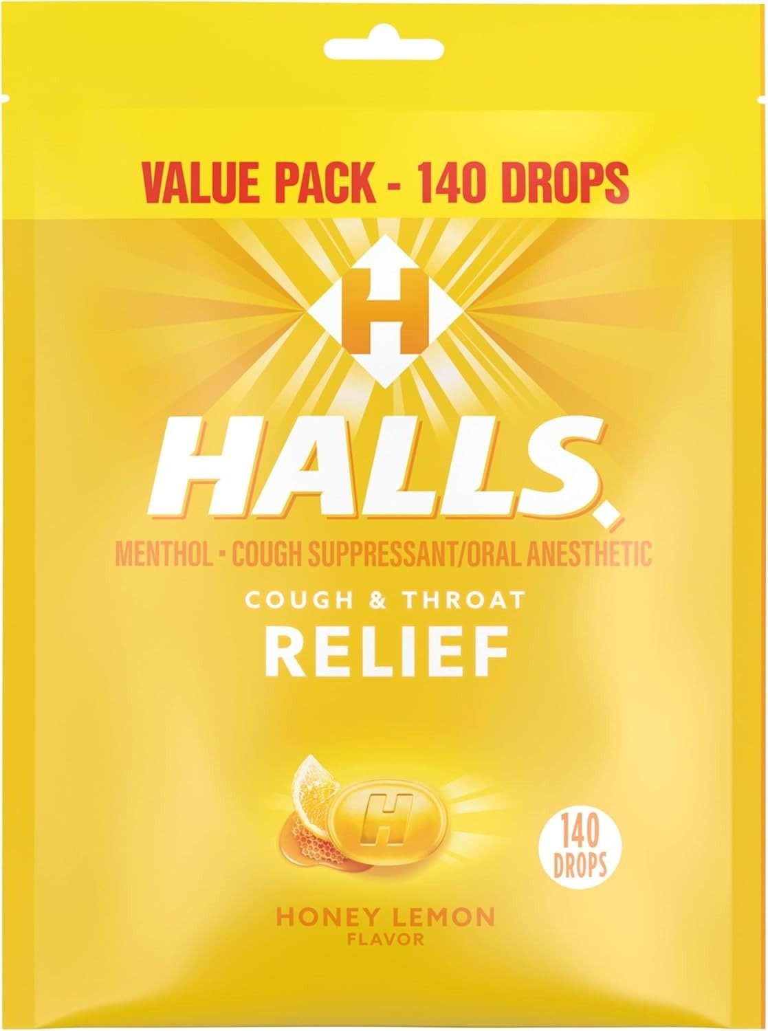 Halls Honey Lemon Cough Drops, 140 CT-6 pack -840 drops Halls Honey Lemon Cough Drops, 140 CT-6 pack -840 drops