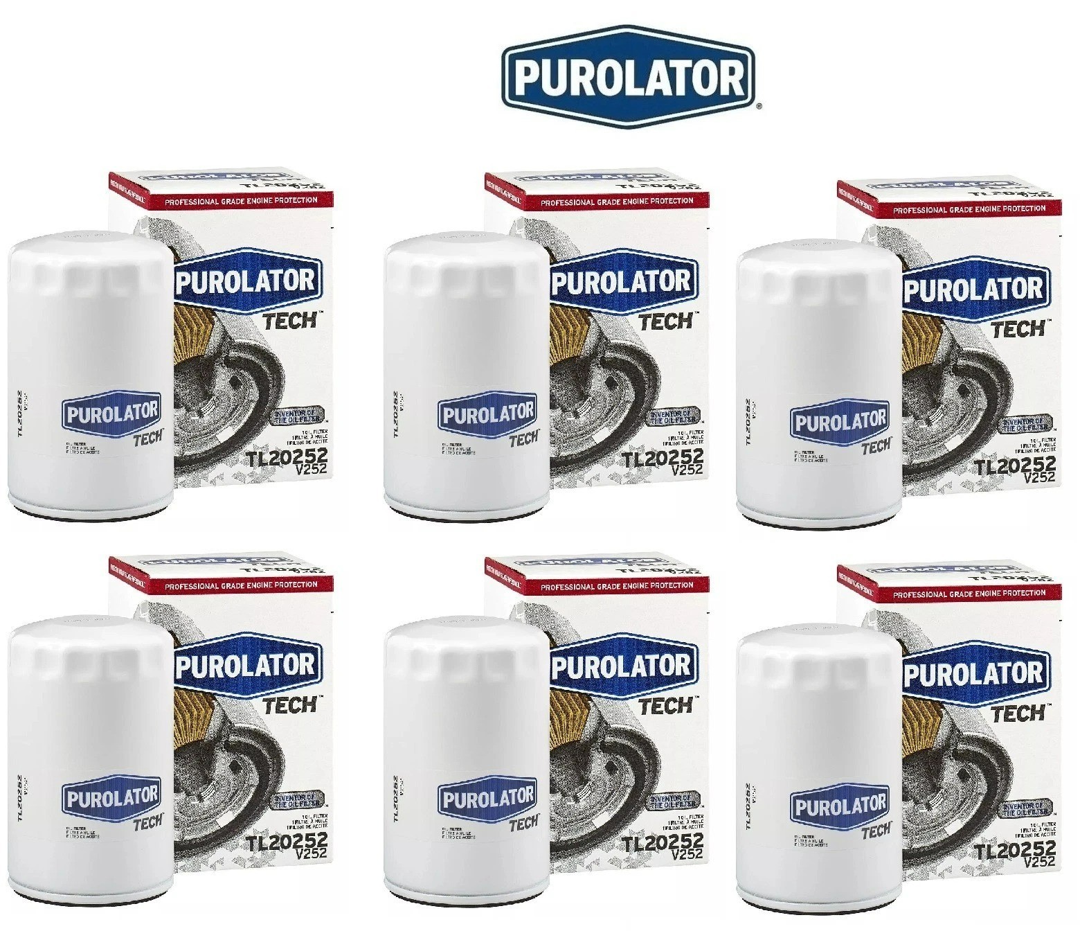 Case of 6 Engine Oil Filter Purolator TECH TL20252B For FORD, DODGE, LINCOLN,RAM